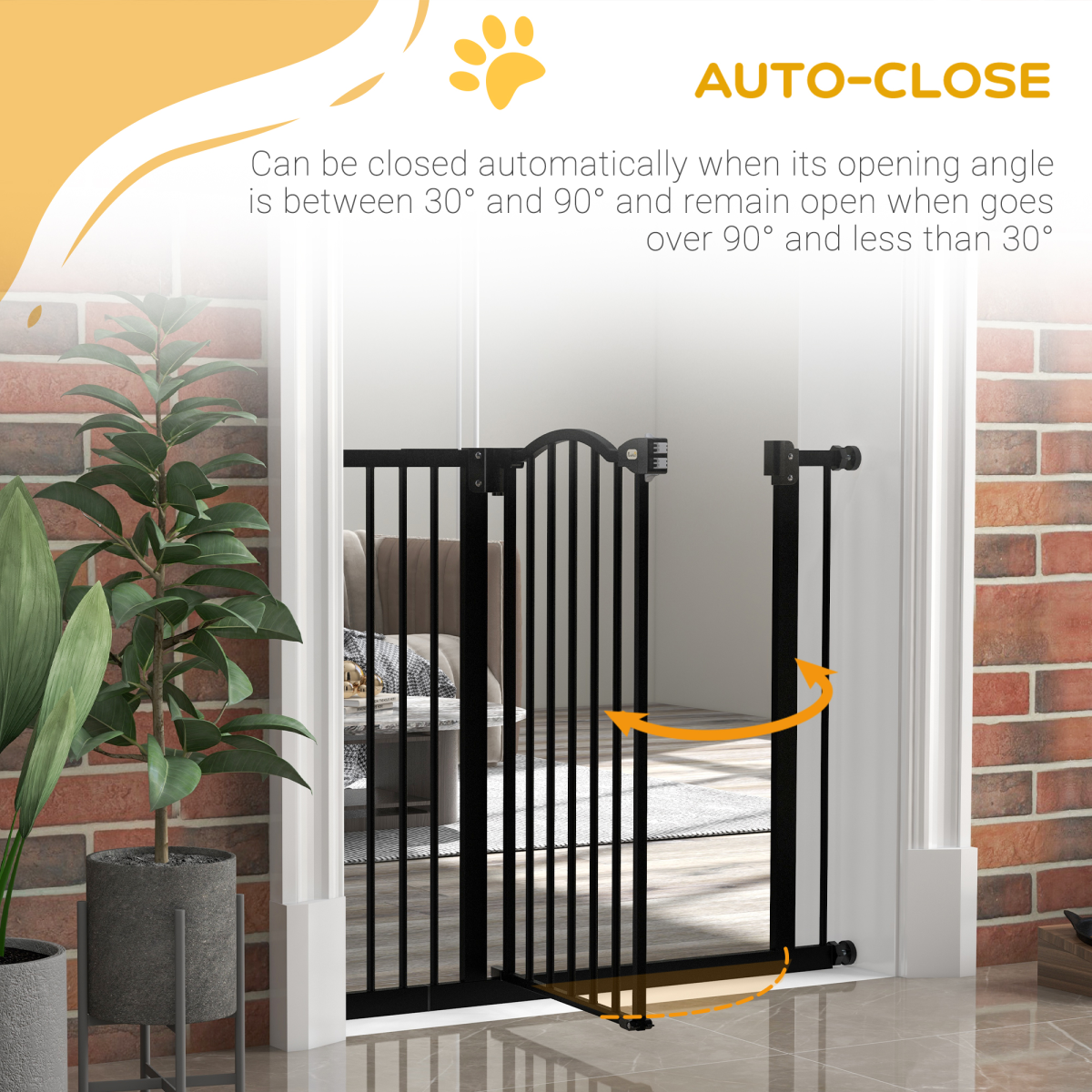 Adjustable Metal Pet Gate, 74-94cm - Black