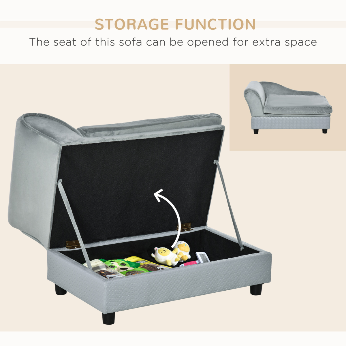Pet Sofa with Storage - Light Blue
