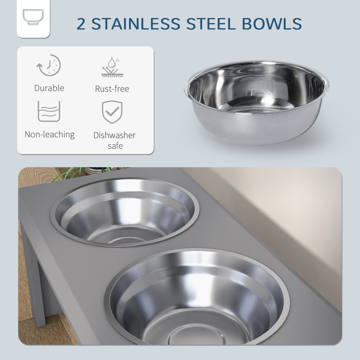 Elevated Dog Feeder, Large - Grey