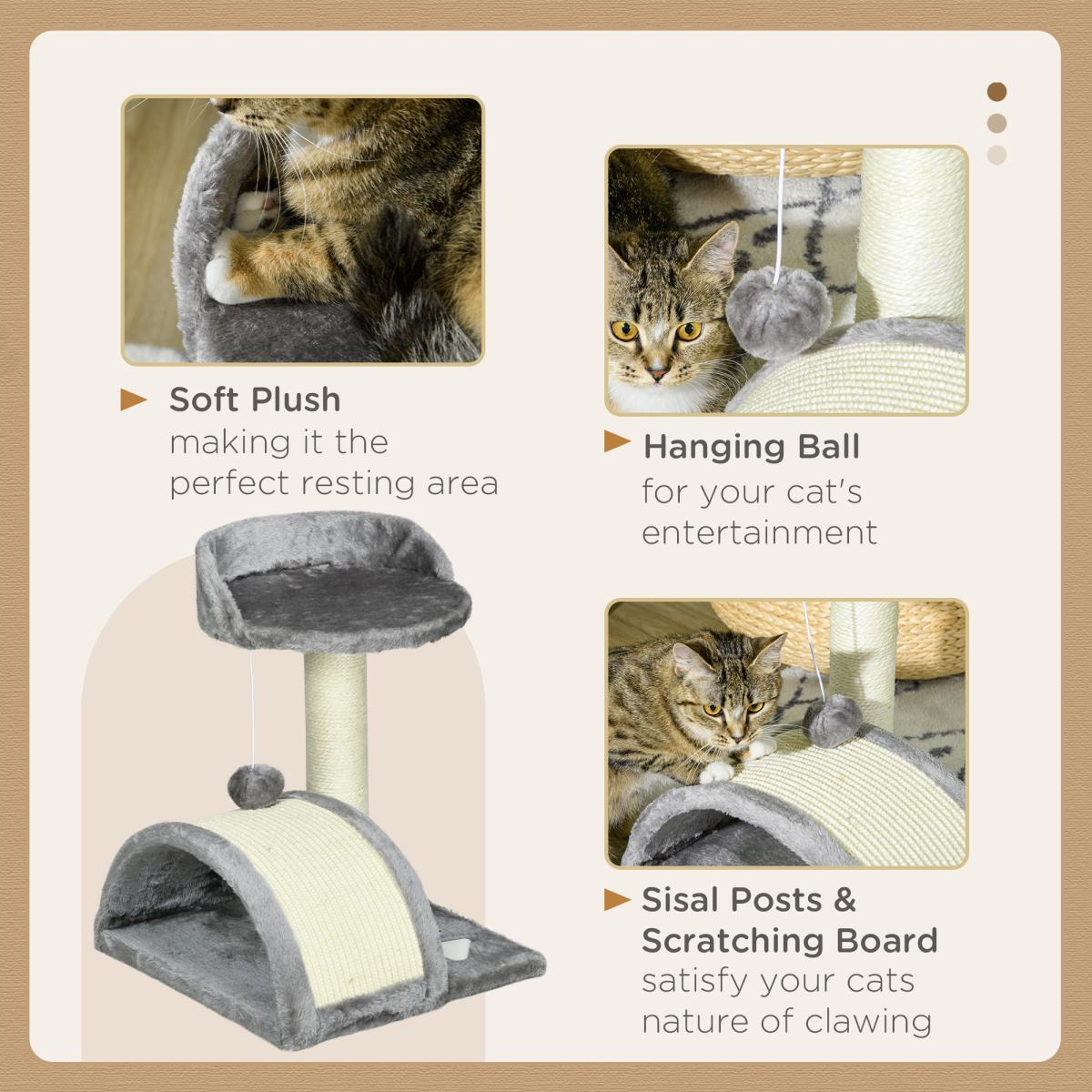 Kitten Activity Centre Cat Tree - Beige/Grey