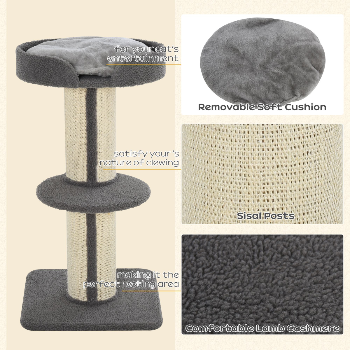 91cm Cat Tree with Cashmere Perch