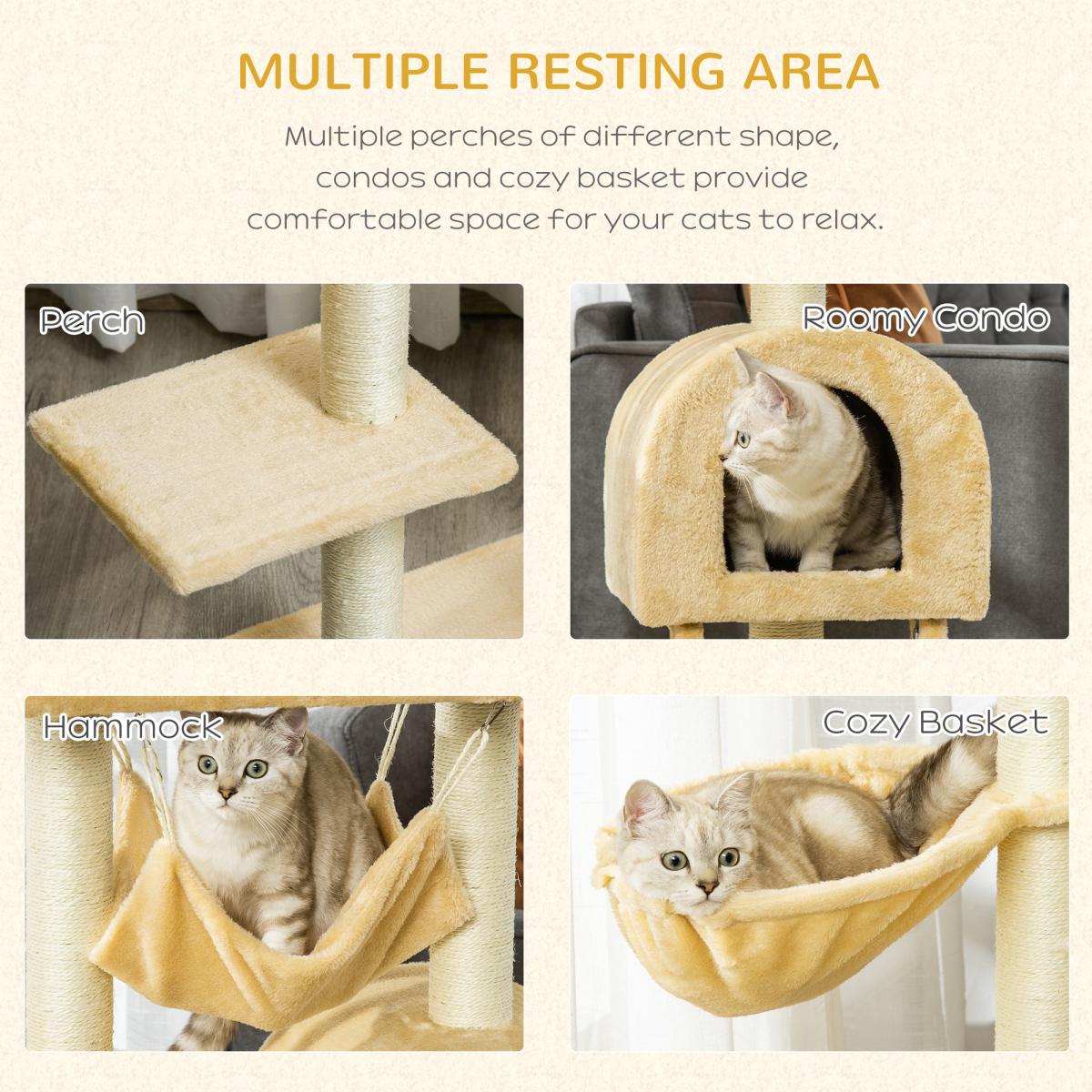 Cat Tree with Hammock and House