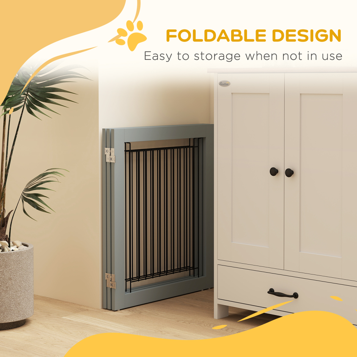 Foldable Wooden Pet Gate, 3-Panel