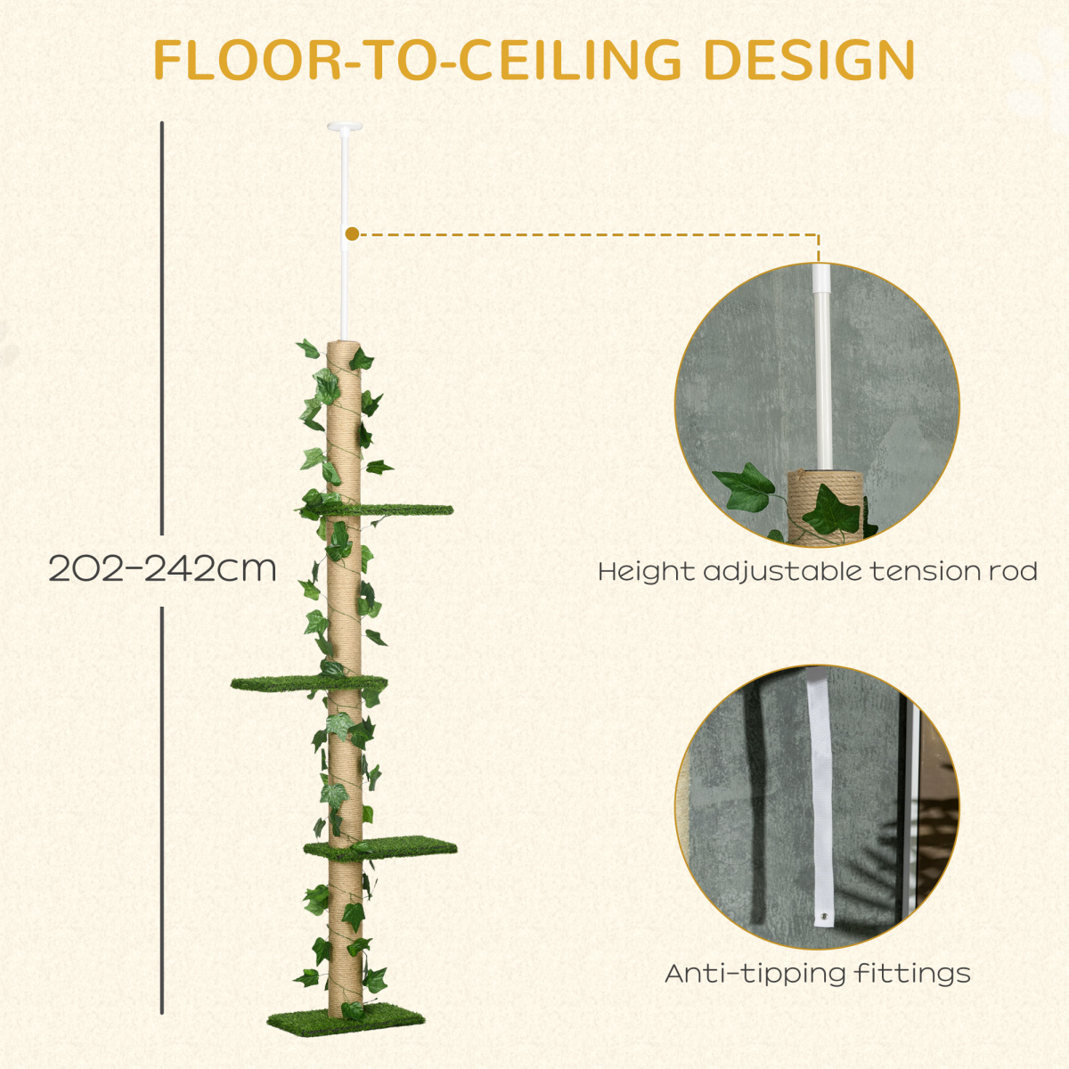 Floor-to-Ceiling Cat Tree - Green