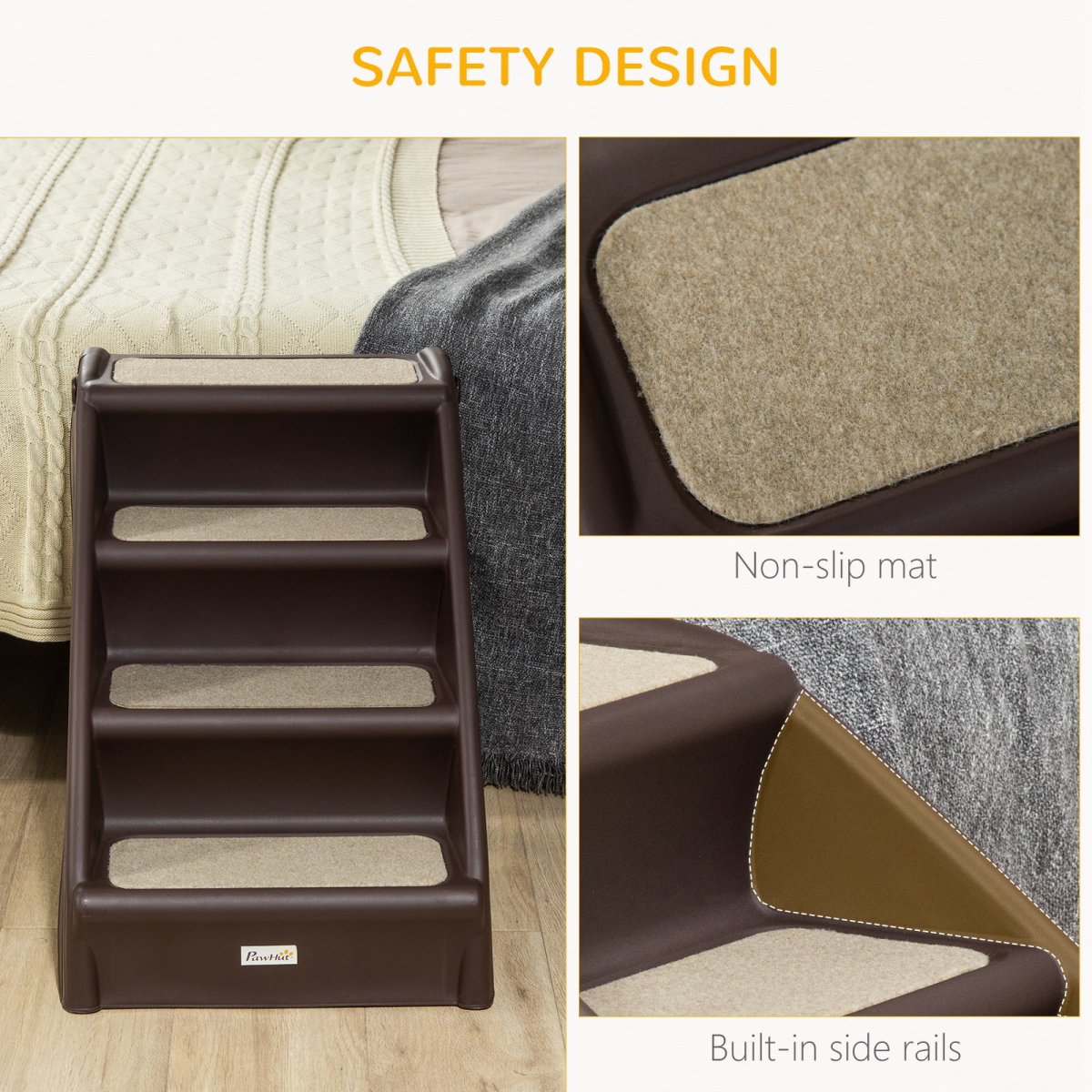 Non-Slip Pet Stairs - Brown
