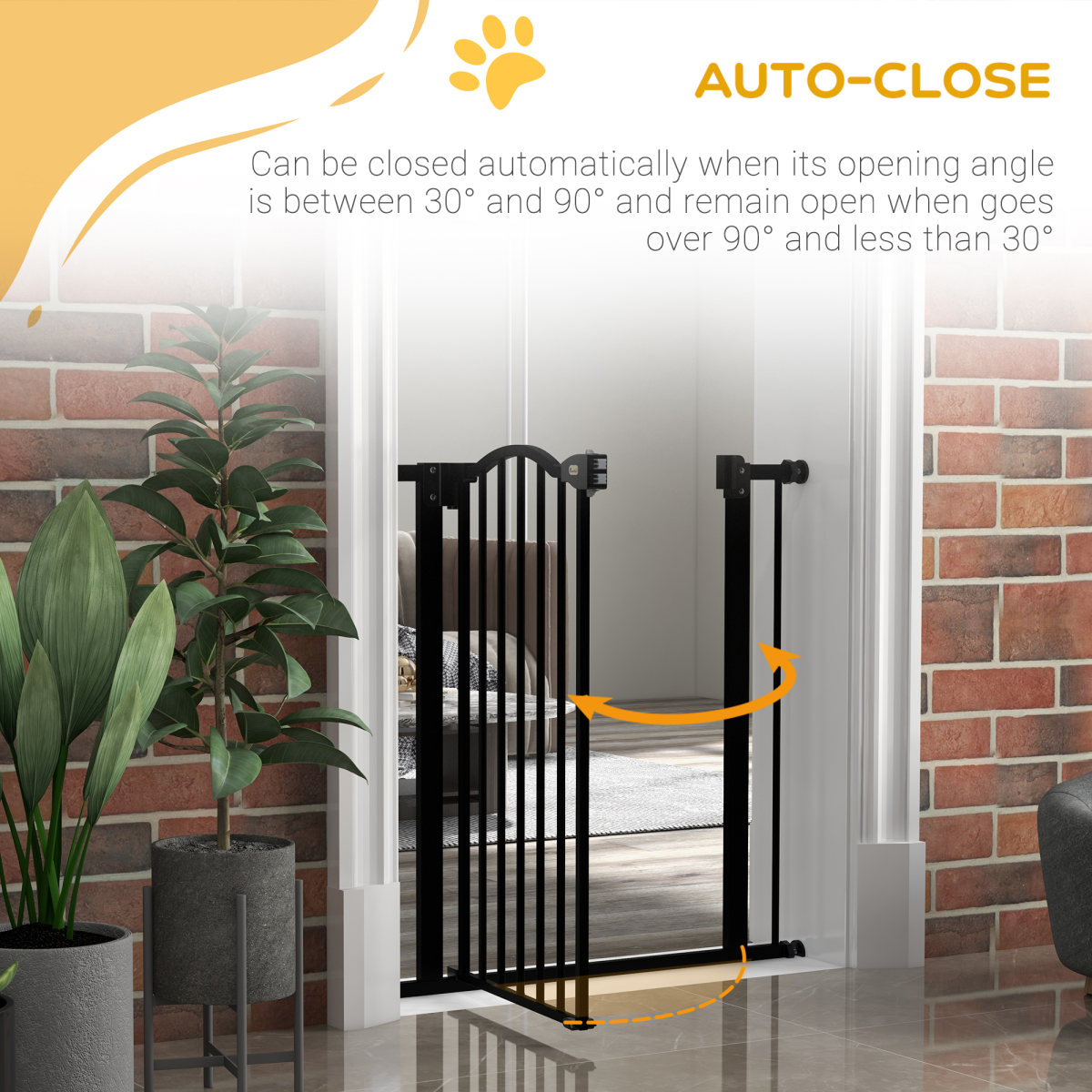 Adjustable Metal Pet Gate, 74-80cm - Black