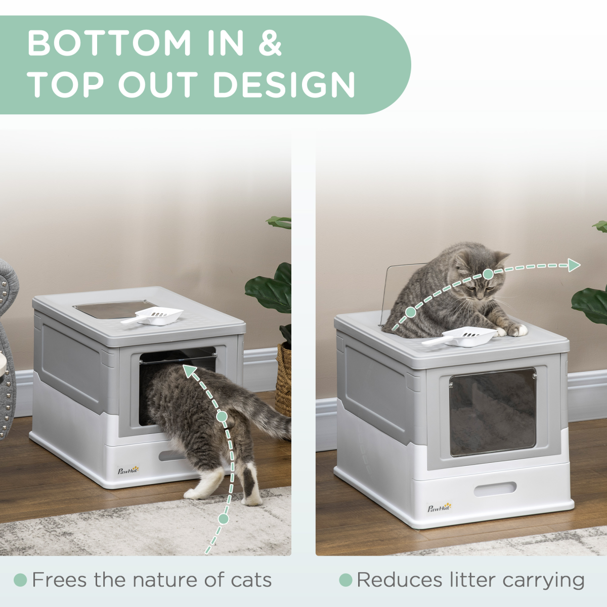 Portable Hooded Cat Litter Box - Grey
