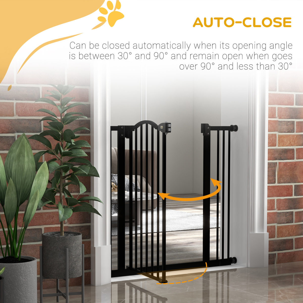 Adjustable Metal Pet Gate, 74-87cm - Black