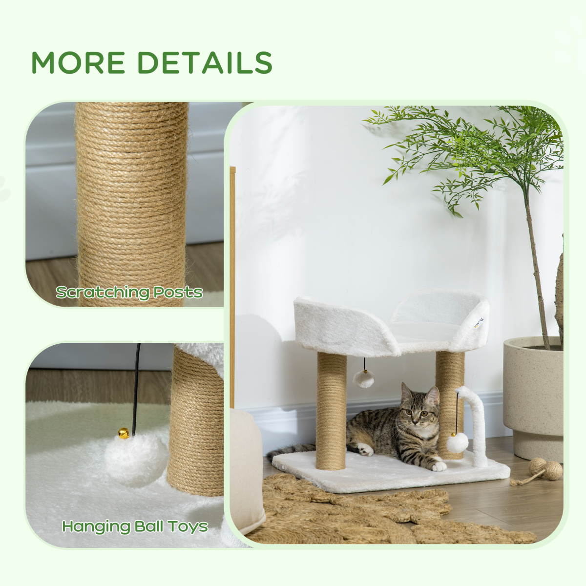 Compact Cat Tree with Hanging Toy Balls