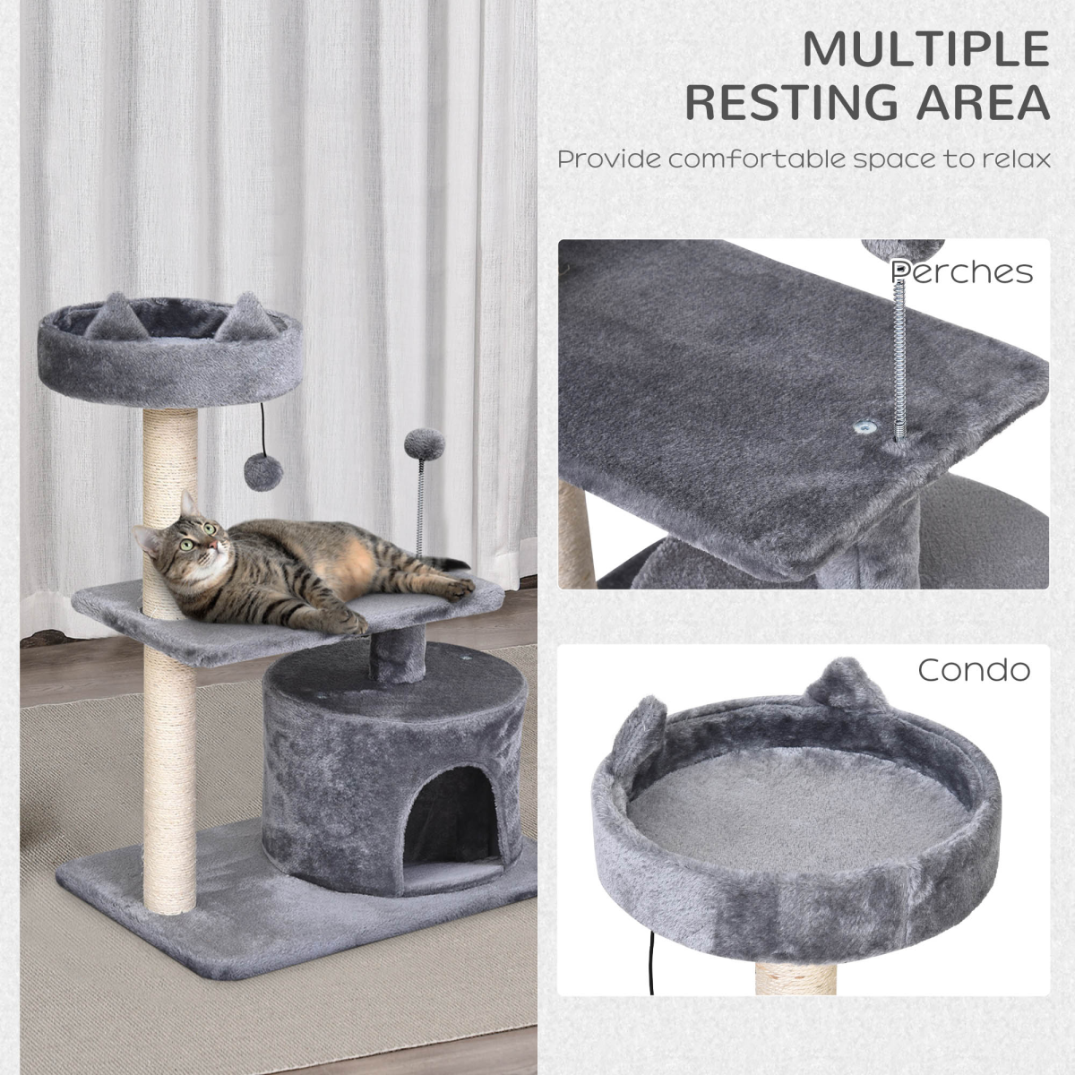 81cm Deluxe Cat Tree with Hideaway Hut