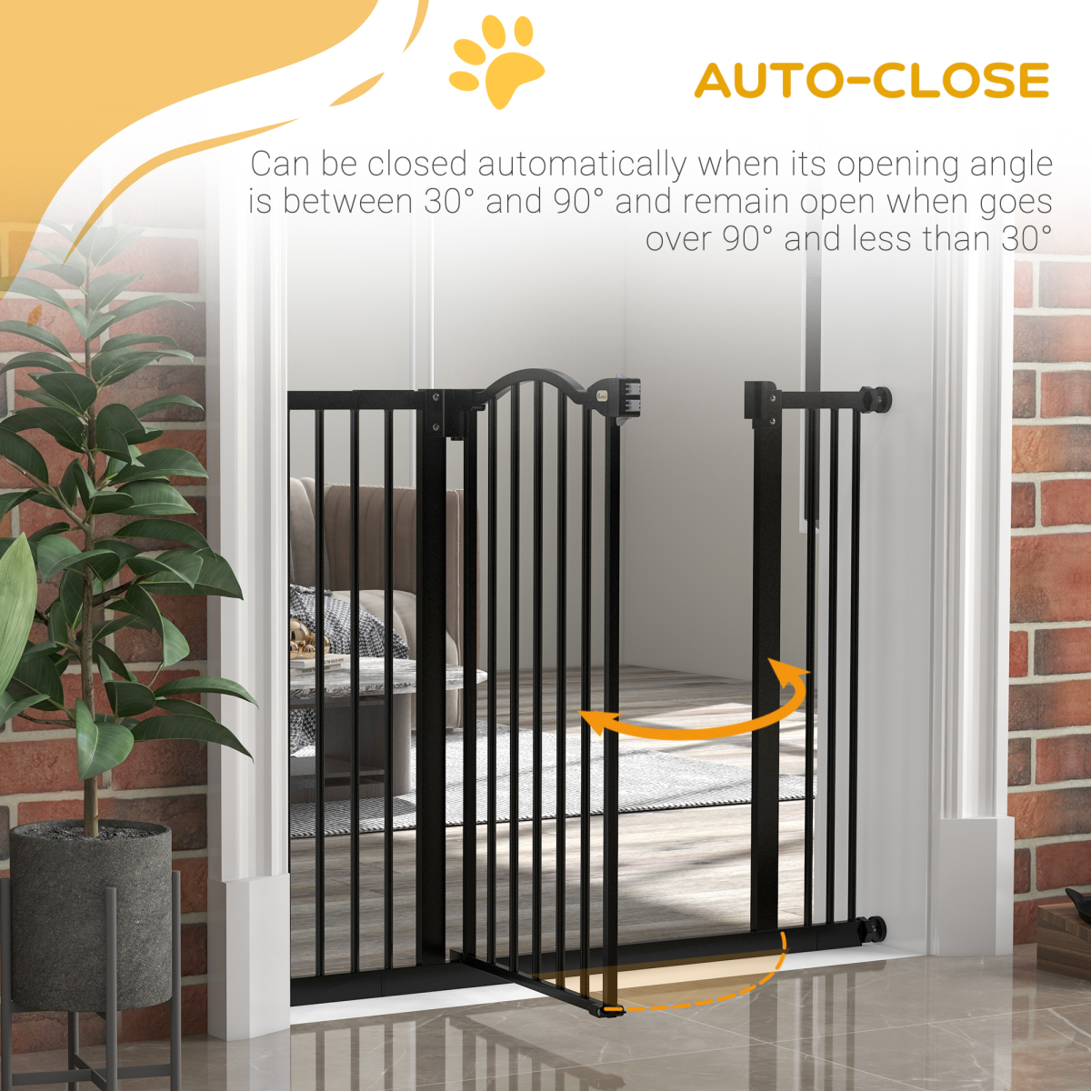 Adjustable Metal Pet Gate, 74-100cm - Black