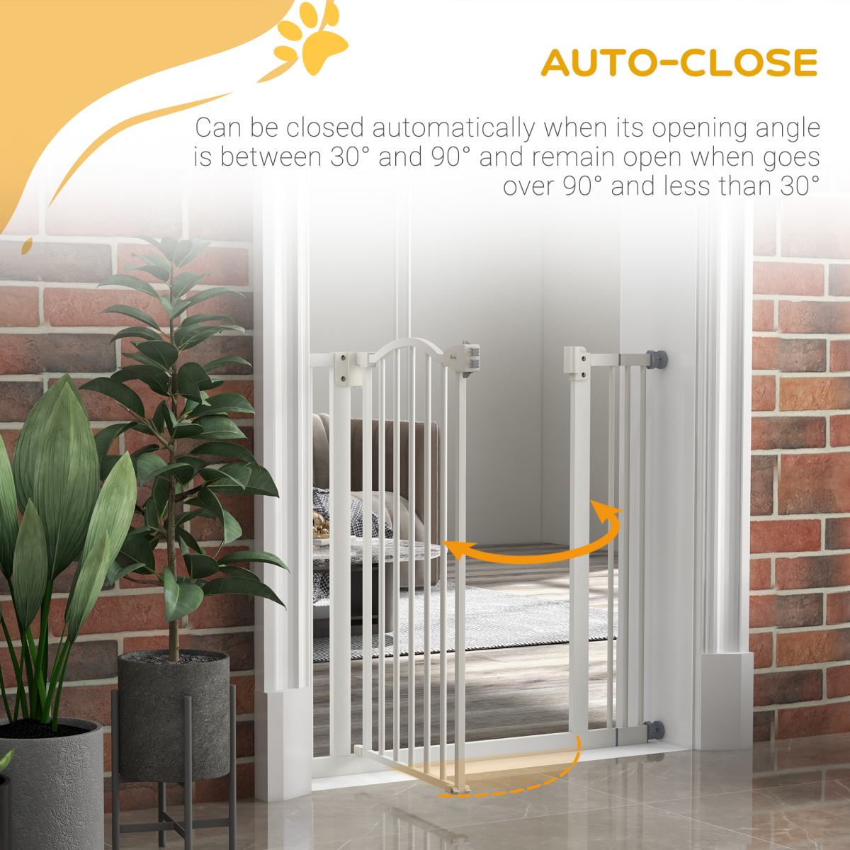 Adjustable Metal Pet Gate, 74-87cm - White