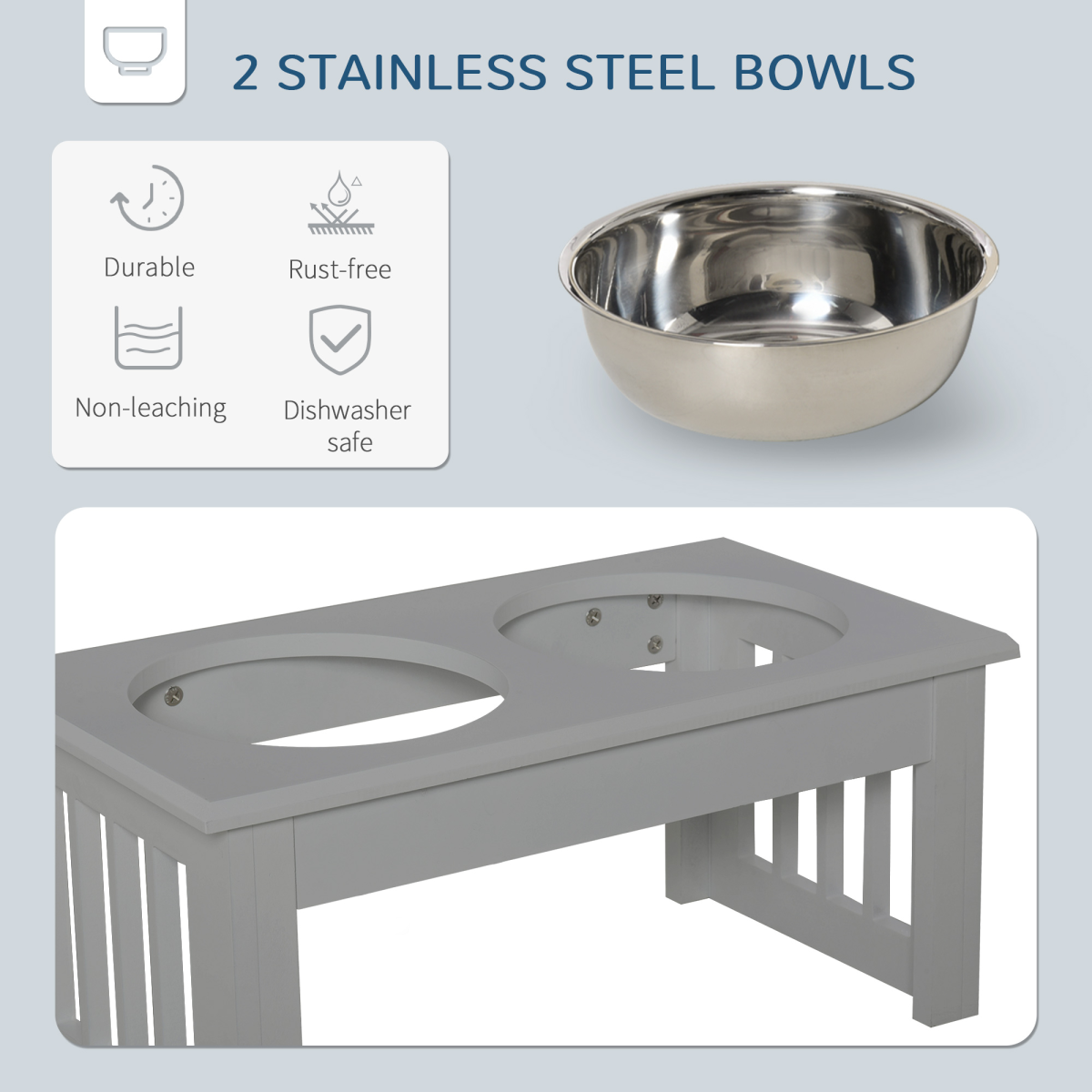 Elevated Dog Feeder, Compact - Grey