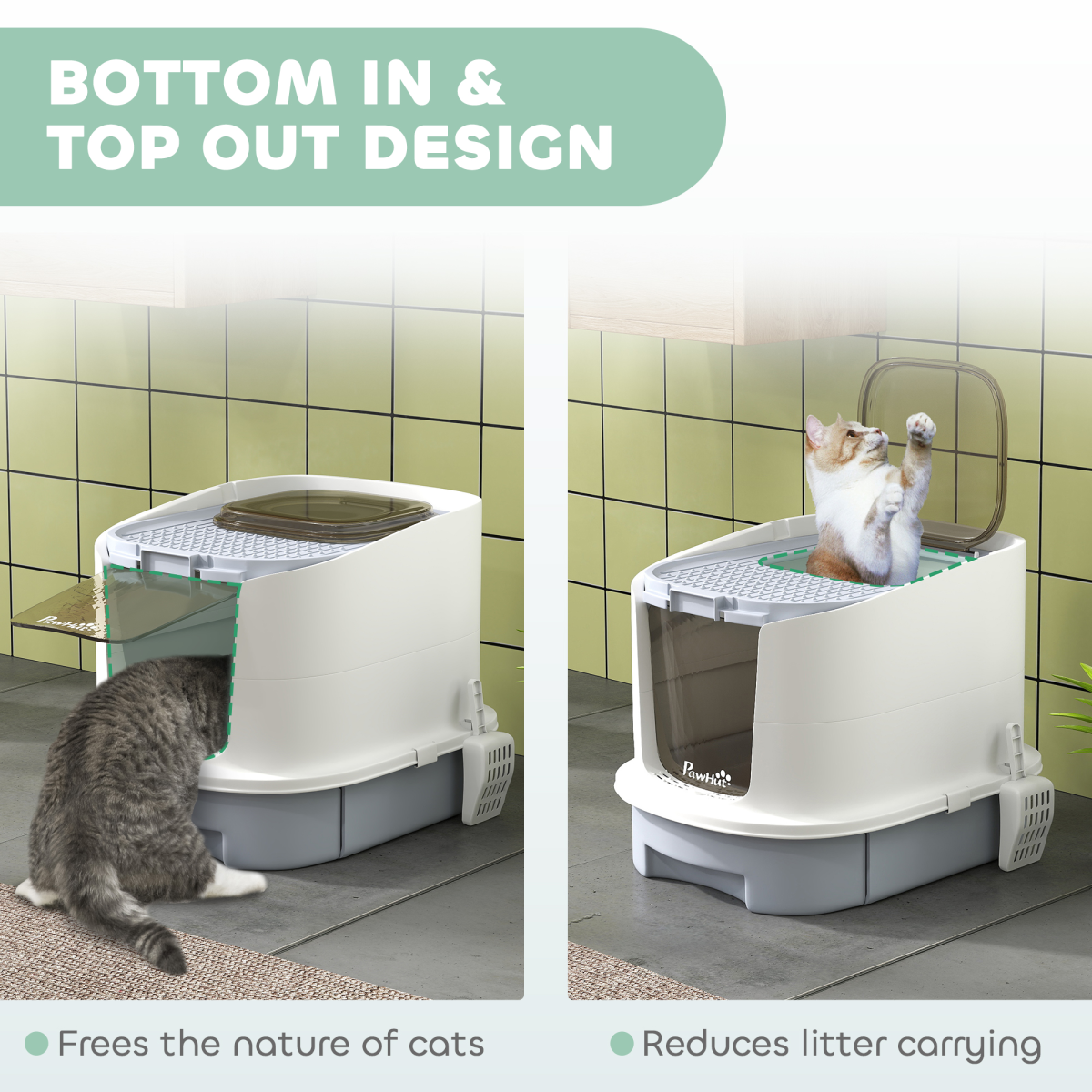 Hooded Cat Litter Box - Grey
