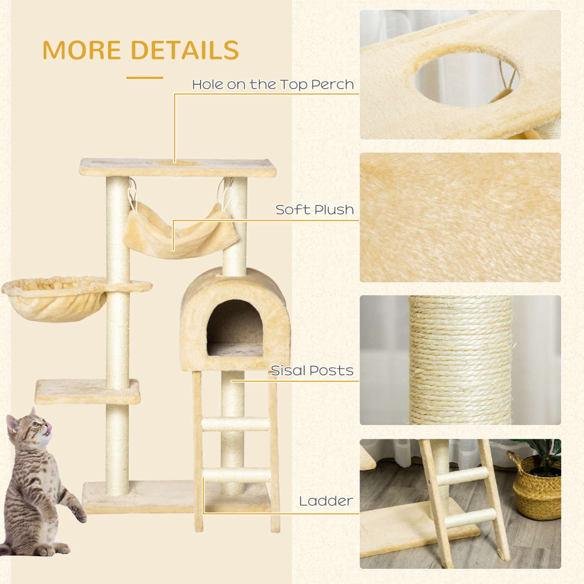 Cat Tree with Hammock and House