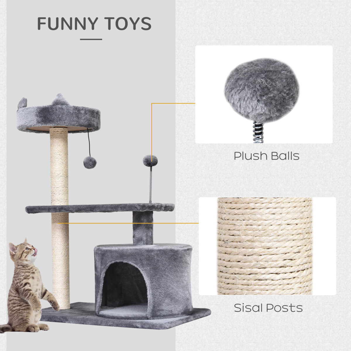 81cm Deluxe Cat Tree with Hideaway Hut
