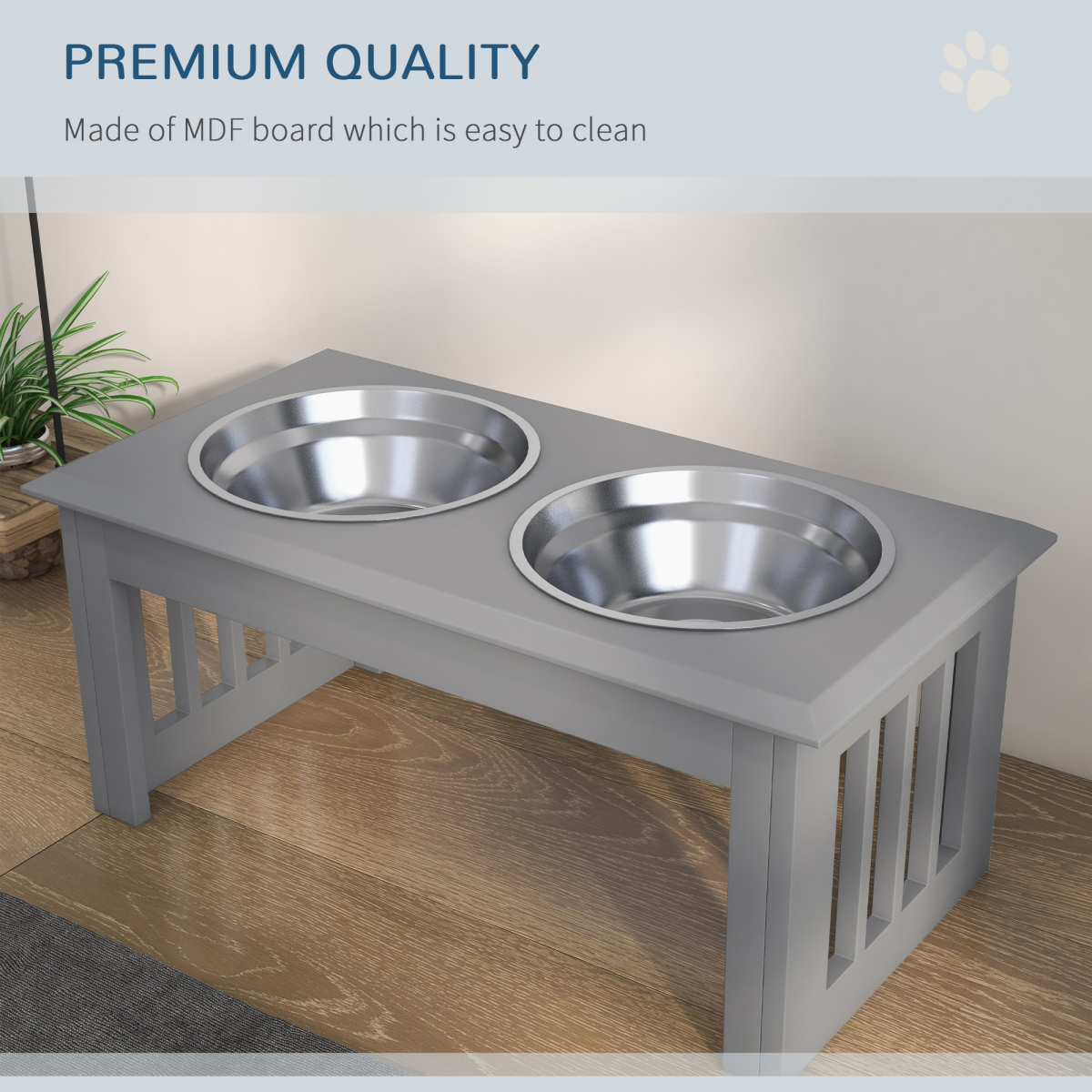Elevated Dog Feeder, Large - Grey