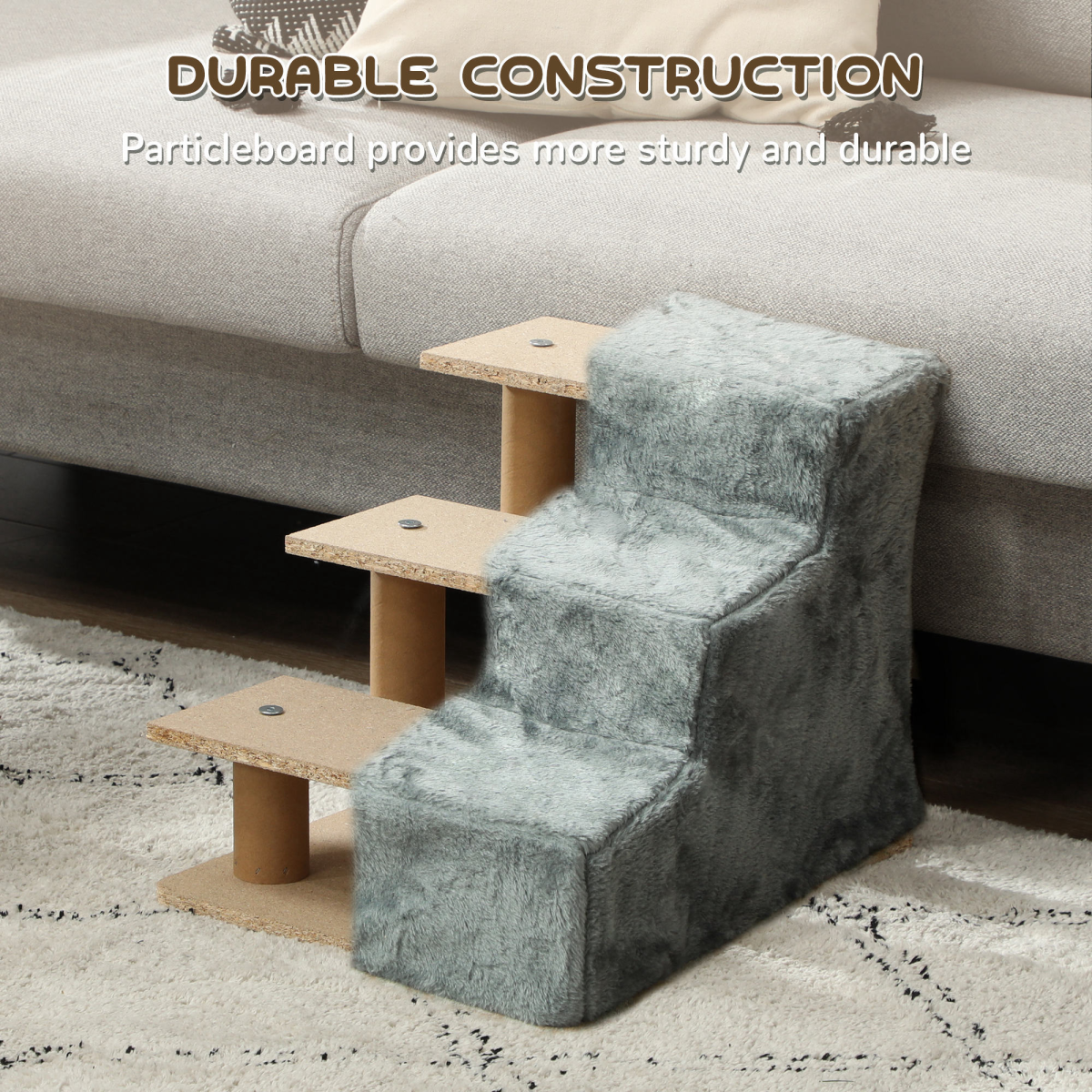 3-Step Portable Dog Stairs - Small Pets