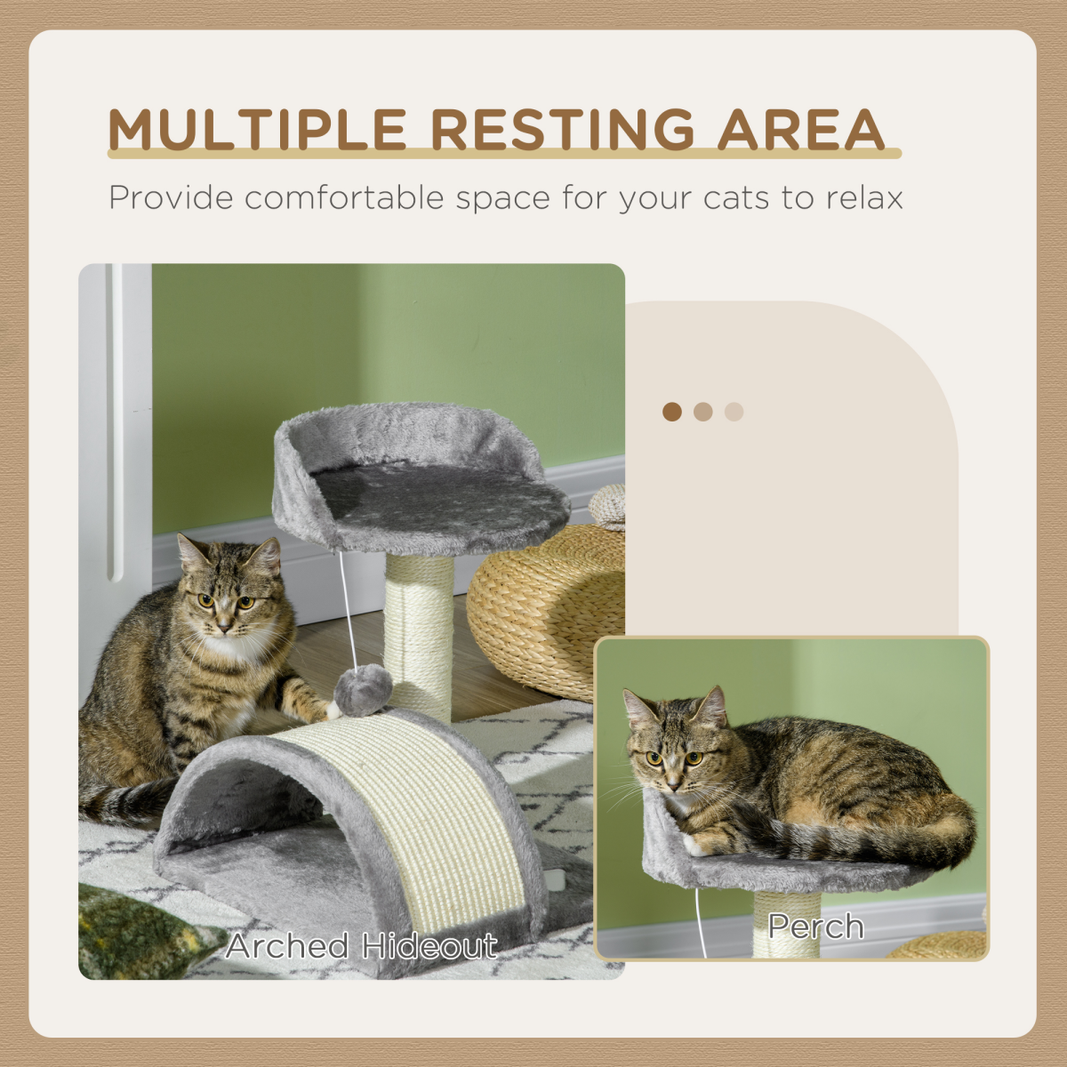 Kitten Activity Centre Cat Tree - Beige/Grey