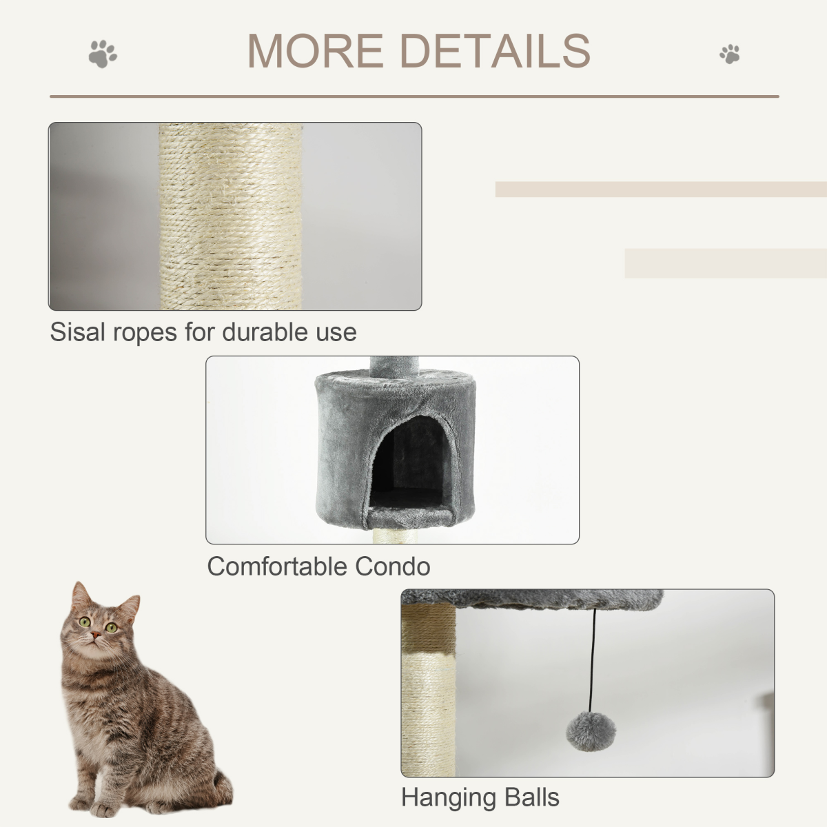Multi-Level Cat Tree - Light Grey