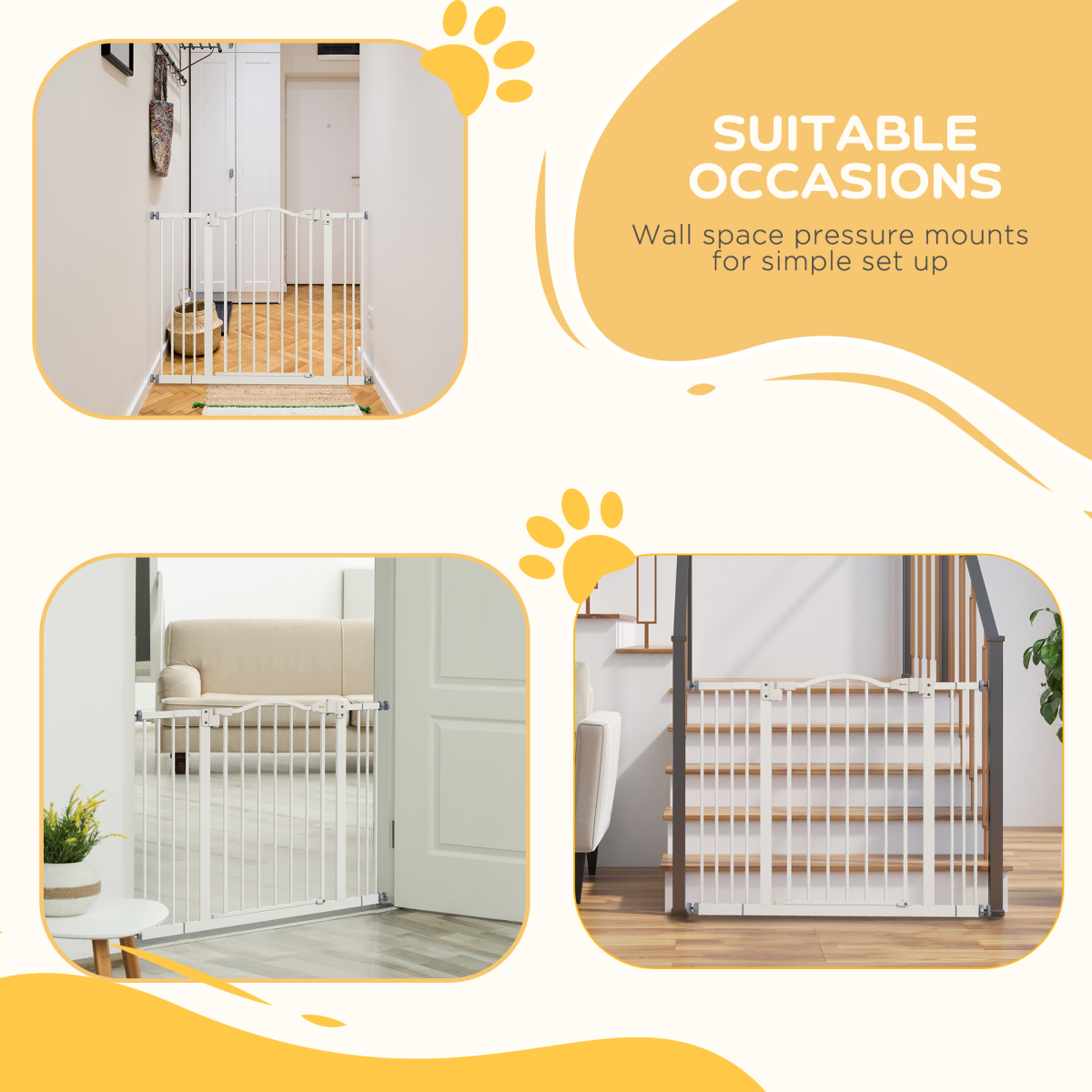 Adjustable Metal Pet Gate, 74-100cm - White