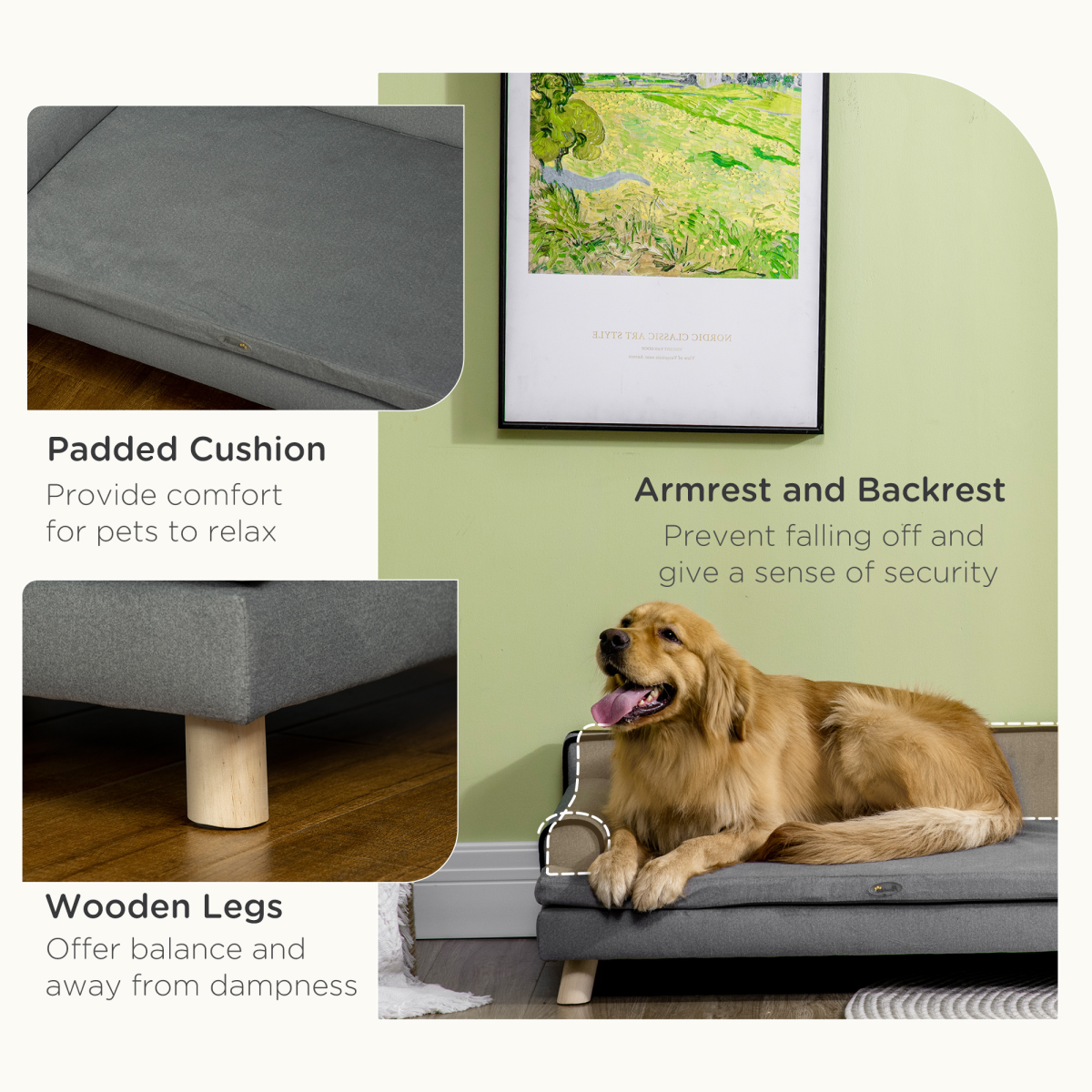 Water-Resistant Dog Sofa - Grey
