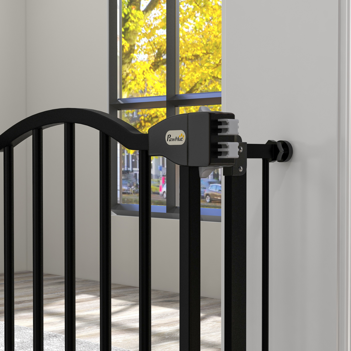 Adjustable Metal Pet Gate, 74-94cm - Black