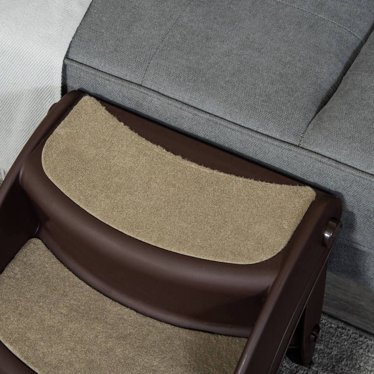 3-Step Non-Slip Pet Stairs - Brown