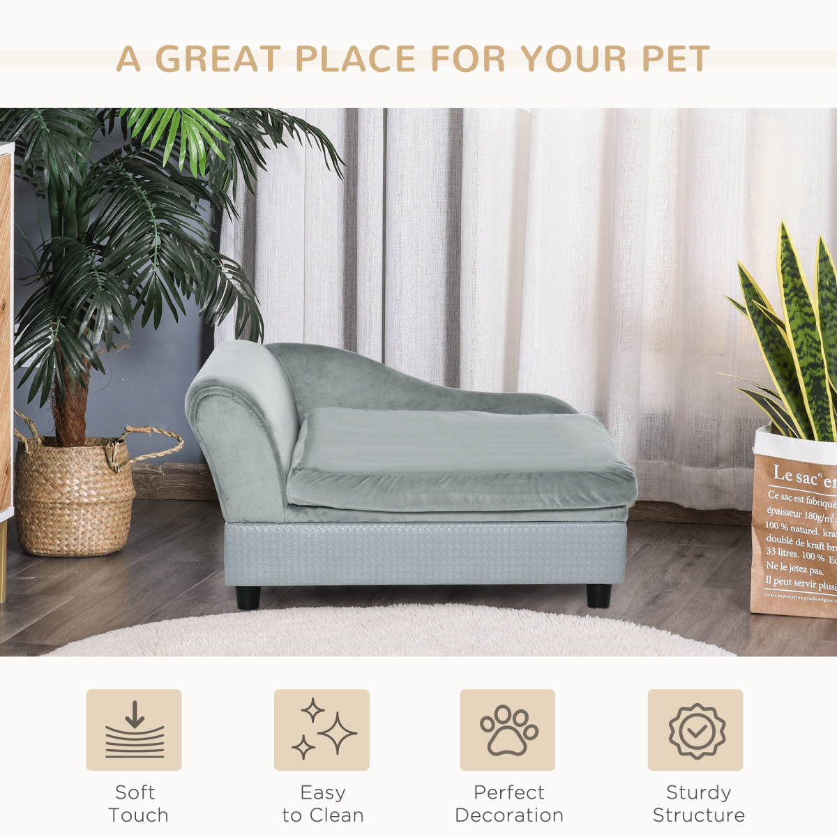 Pet Sofa with Storage - Light Blue