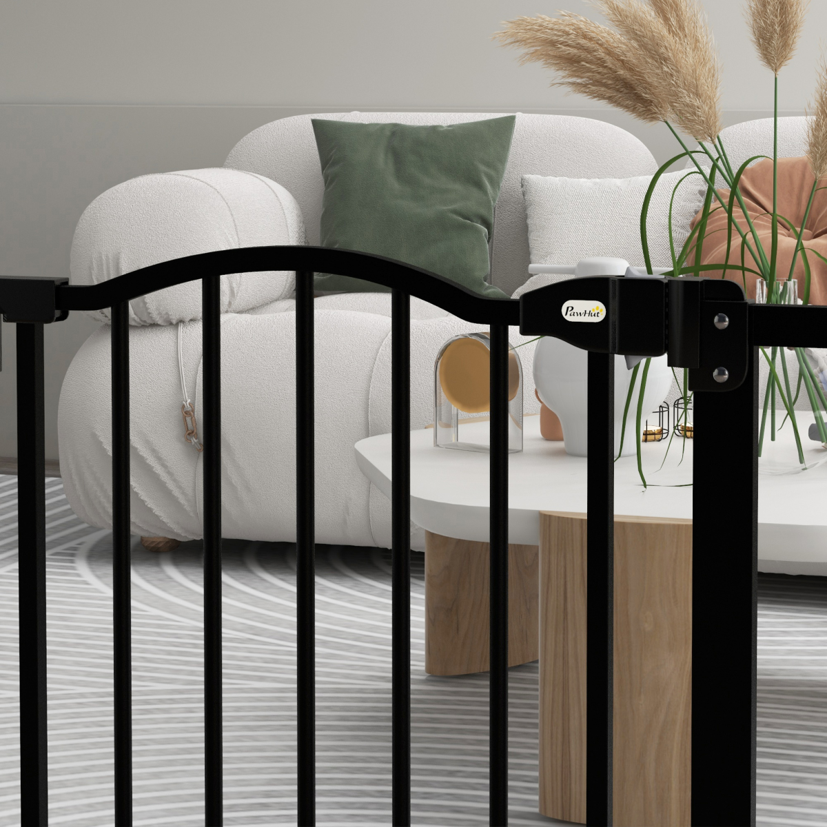 Adjustable Metal Pet Gate, 74-87cm - Black