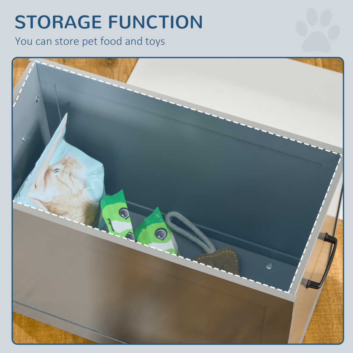 Elevated Dog Bowls with Storage - Grey