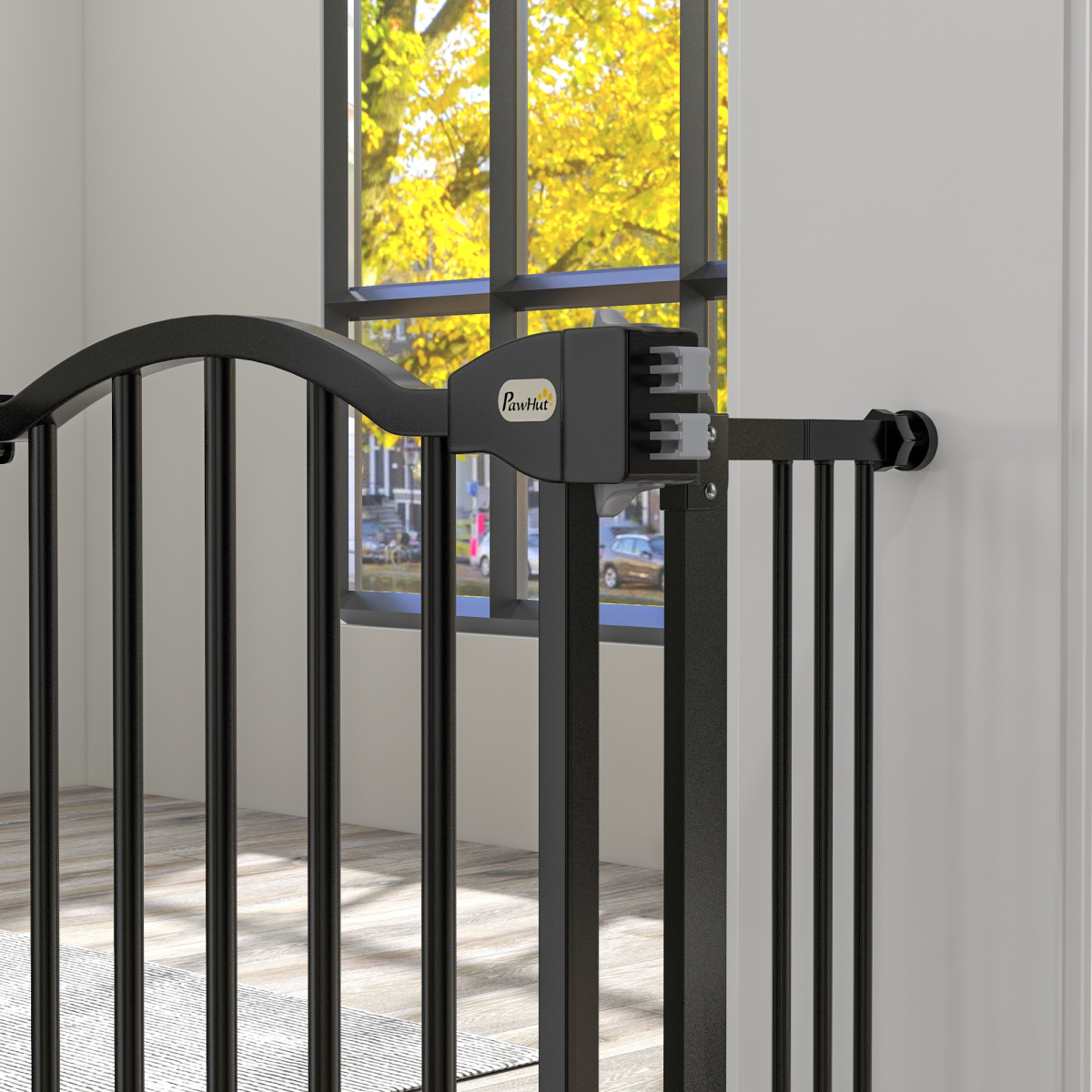 Adjustable Metal Pet Gate, 74-100cm - Black
