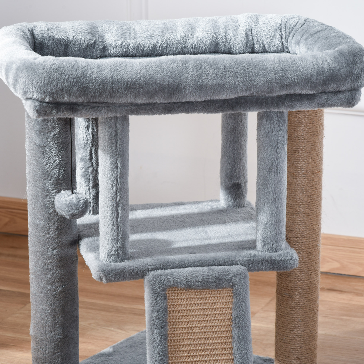 Multi-Level Cat Tree with Cat House - Grey