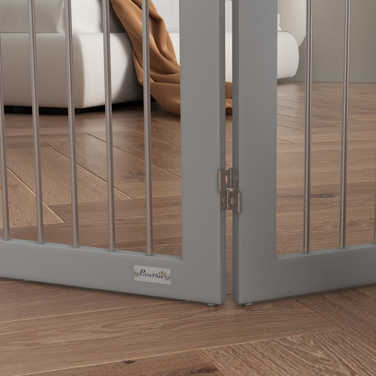 Foldable Freestanding Pet Gate - Grey