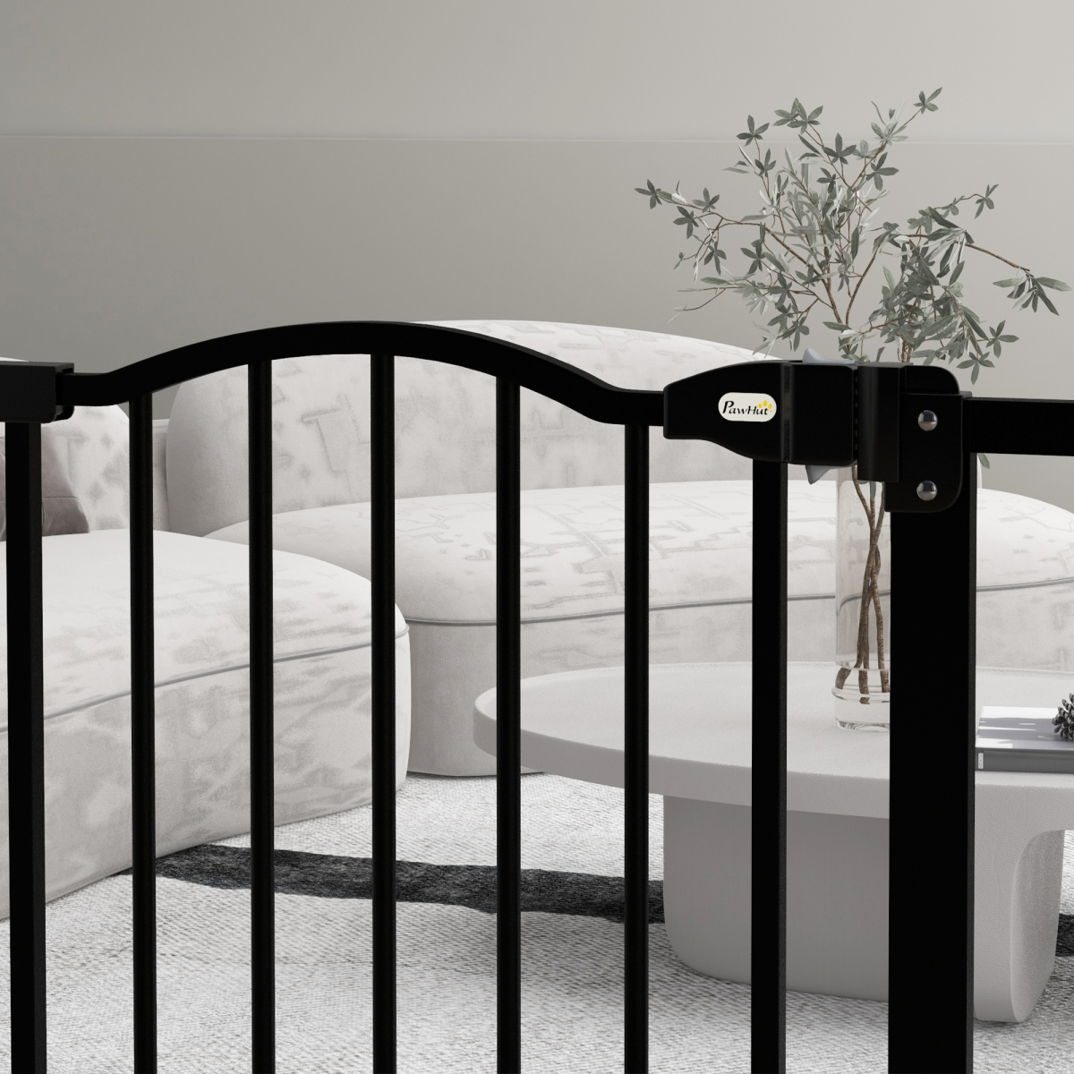 Adjustable Metal Pet Gate, 74-80cm - Black