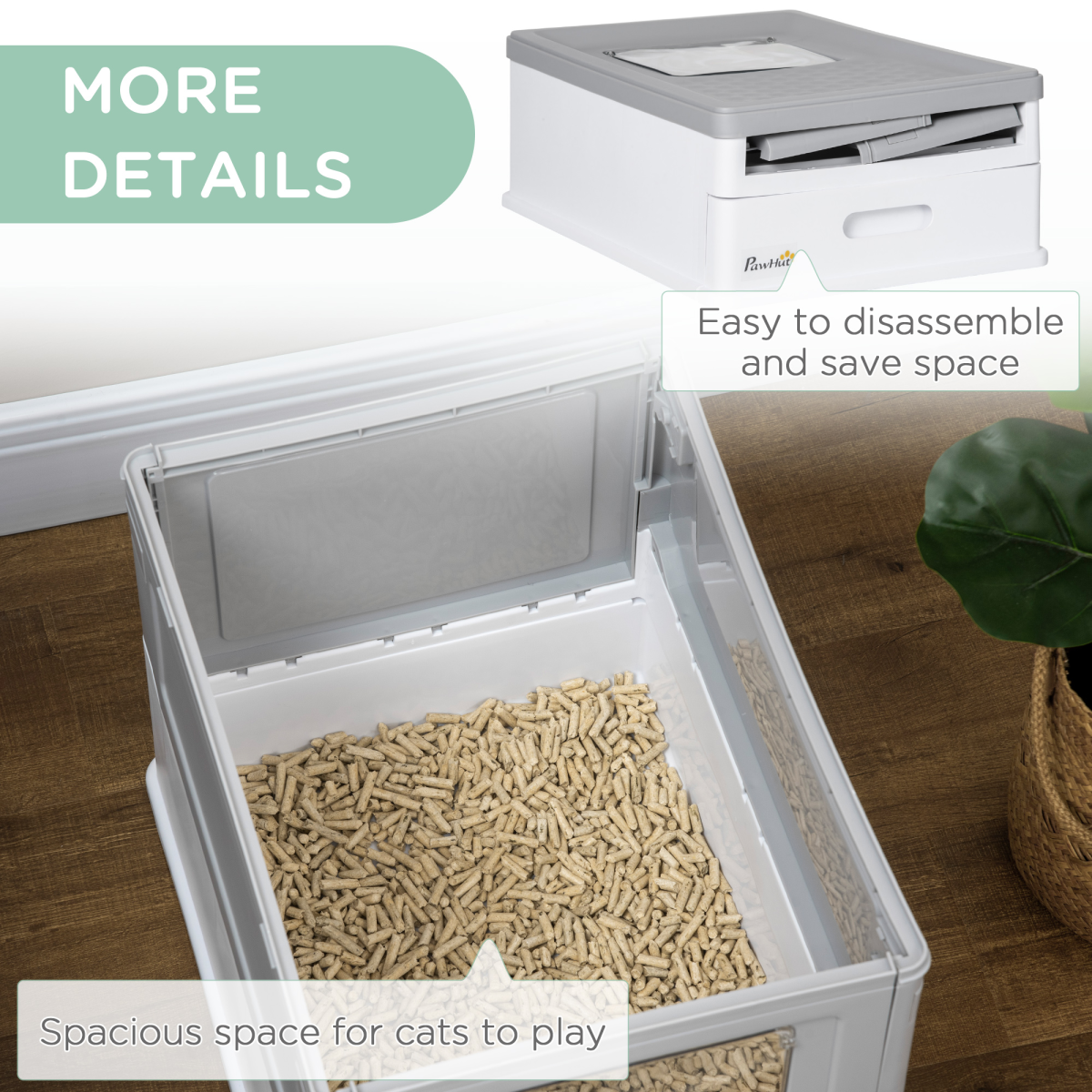 Portable Hooded Cat Litter Box - Grey