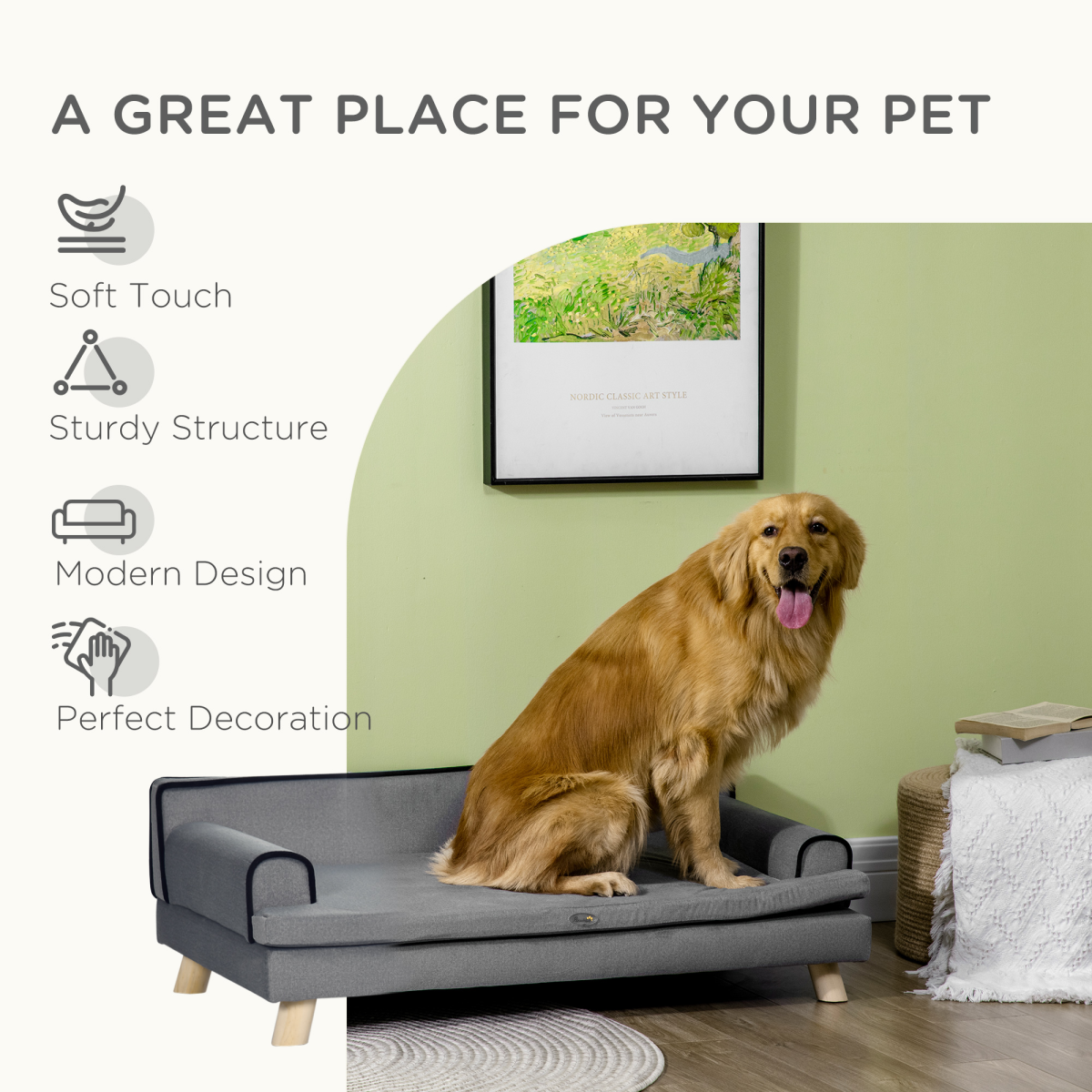 Water-Resistant Dog Sofa - Grey
