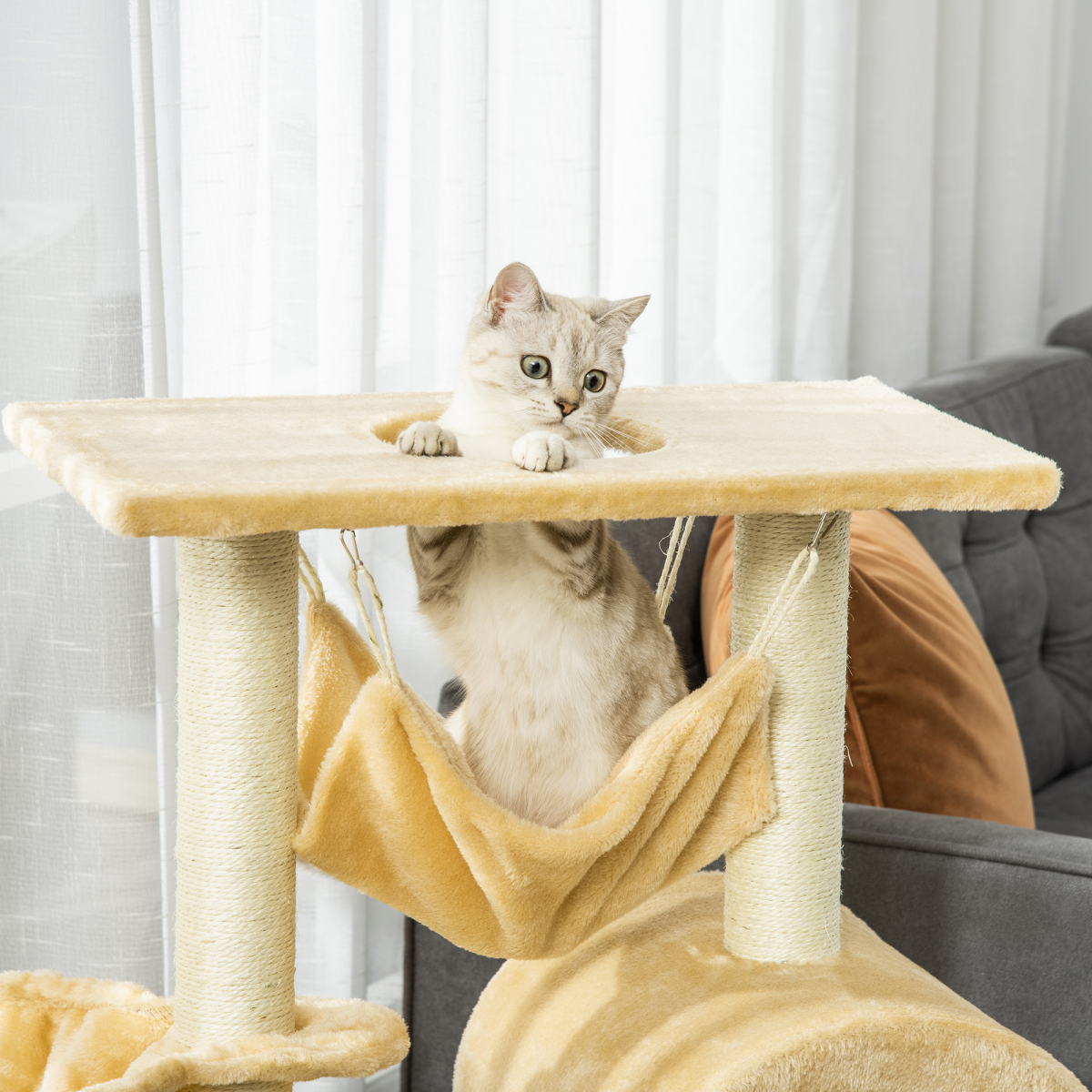 Cat Tree with Hammock and House