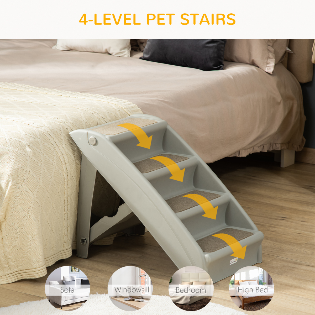 Non-Slip Pet Stairs - Grey