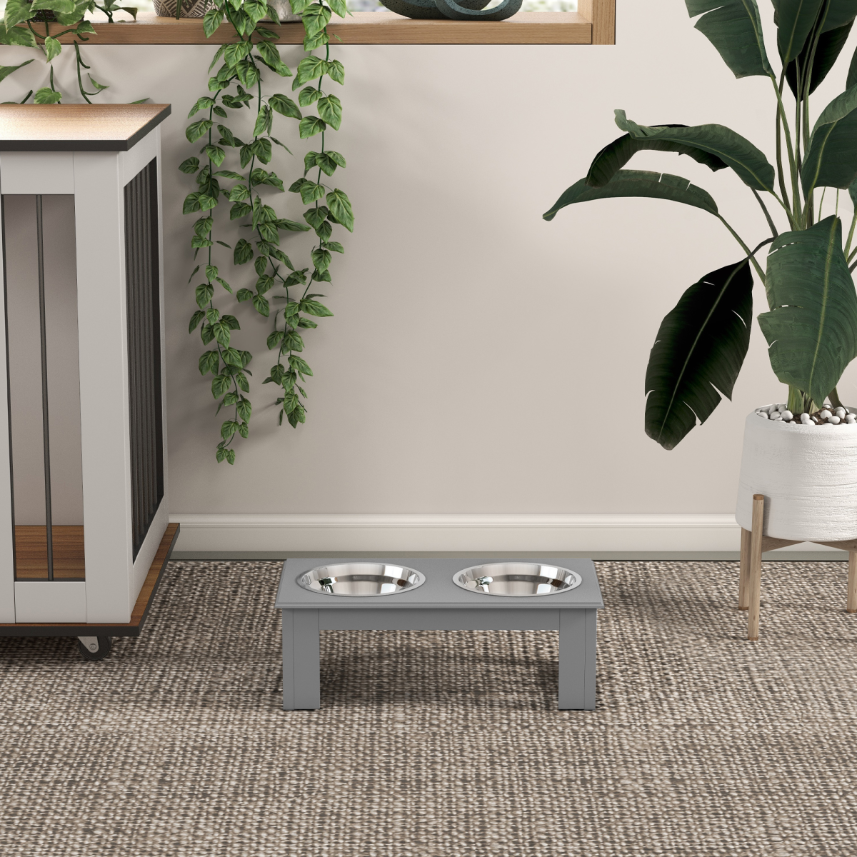 Elevated Dog Feeder, Compact - Grey