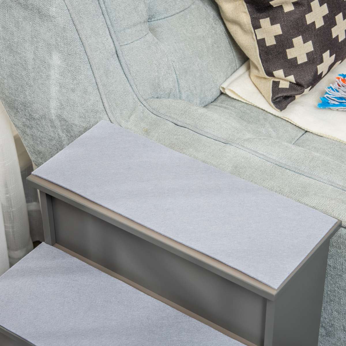 4-Step Wooden Pet Stairs - Grey