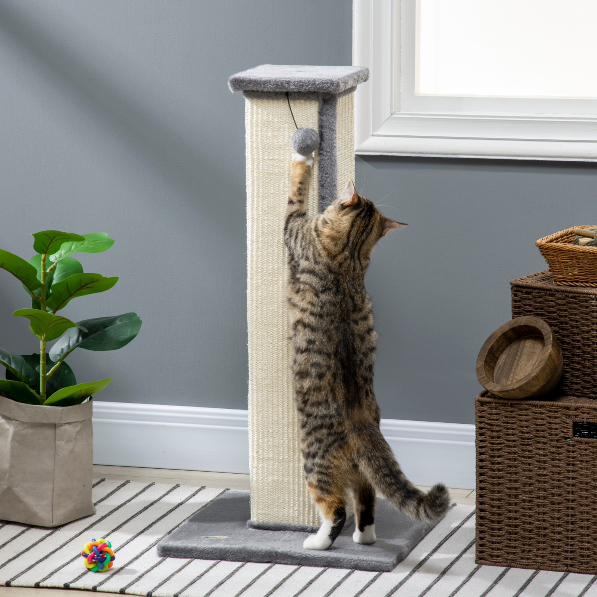 81cm Cat Scratching Post - Grey