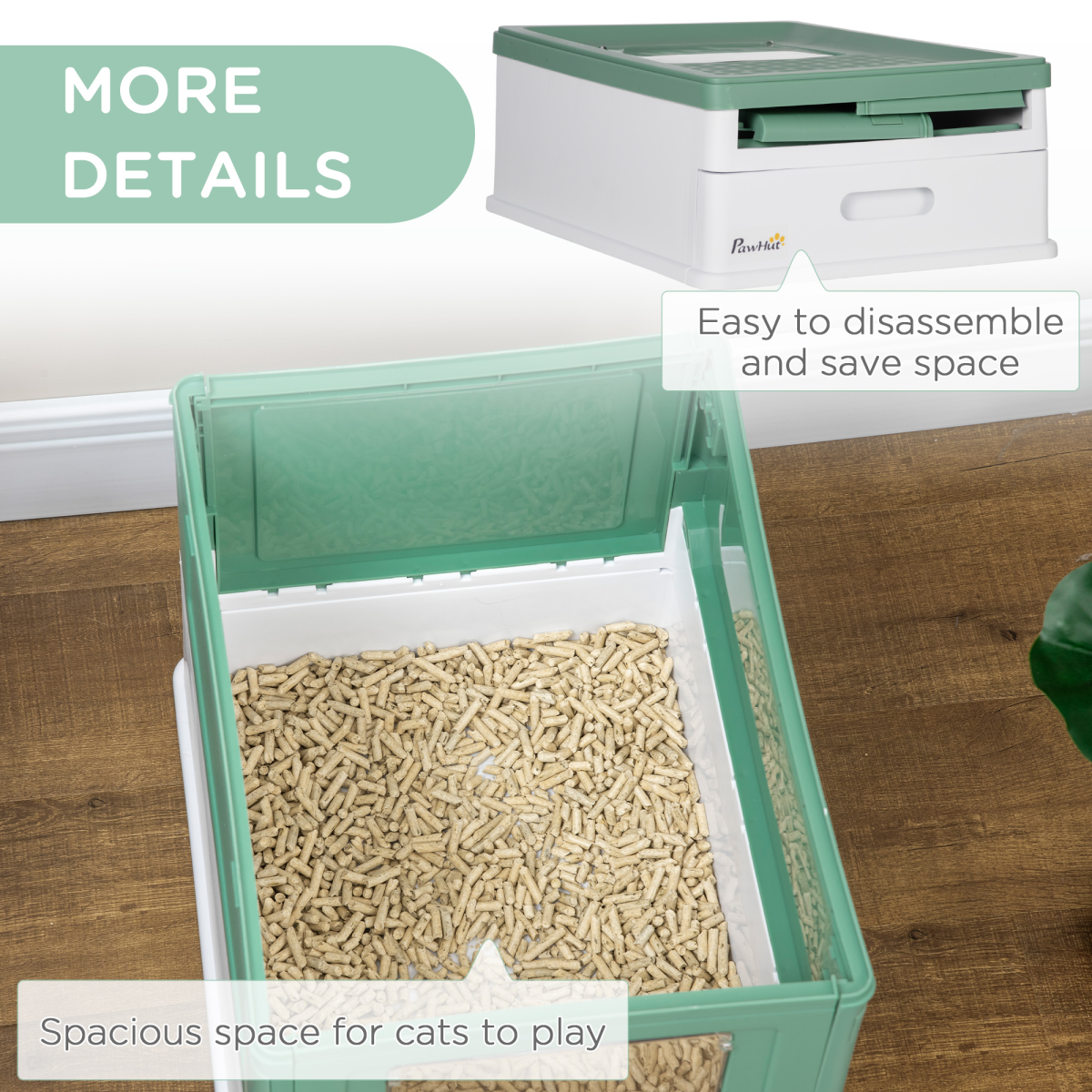 Portable Hooded Cat Litter Box - Green
