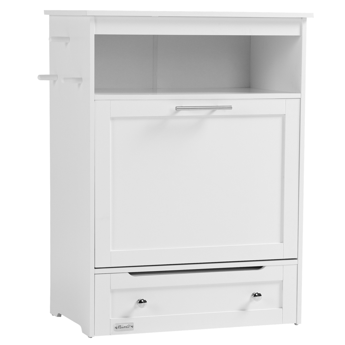 Pet Feeding Station with Storage Cabinet - White