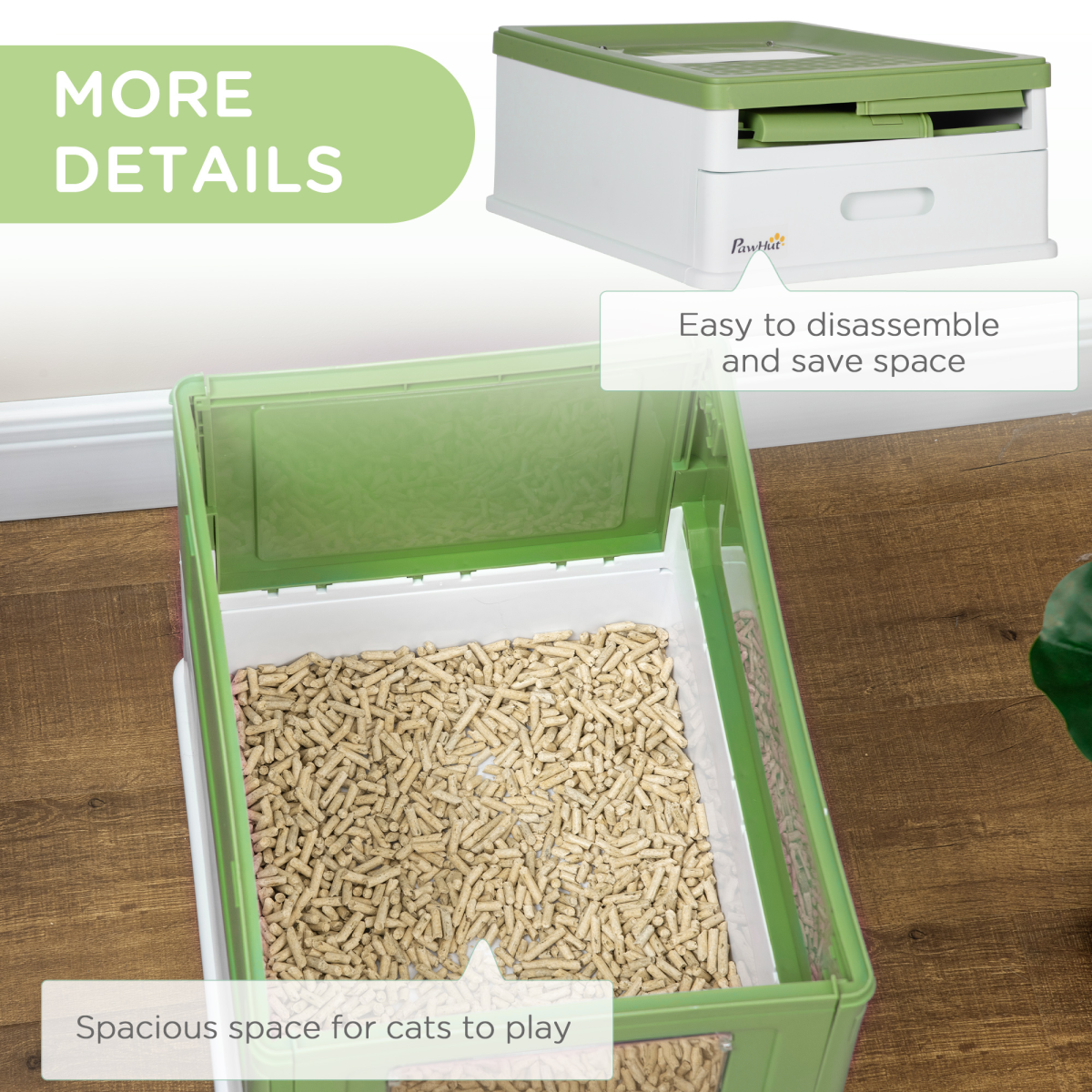 Hooded Cat Litter Box - Light Green