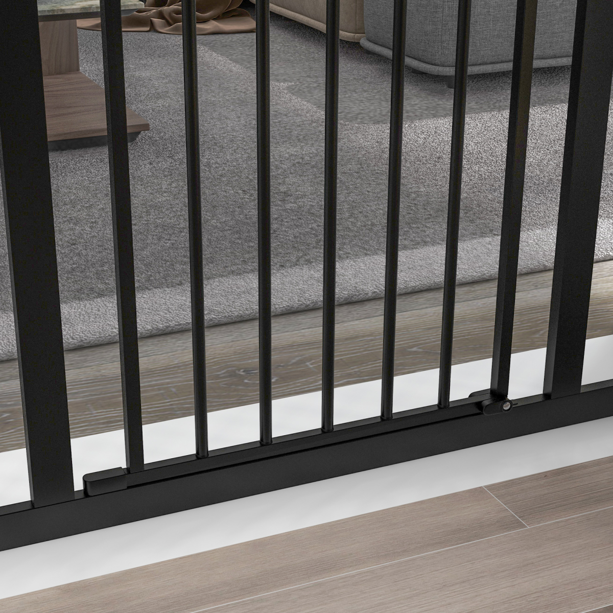 Adjustable Metal Pet Gate, 74-100cm - Black