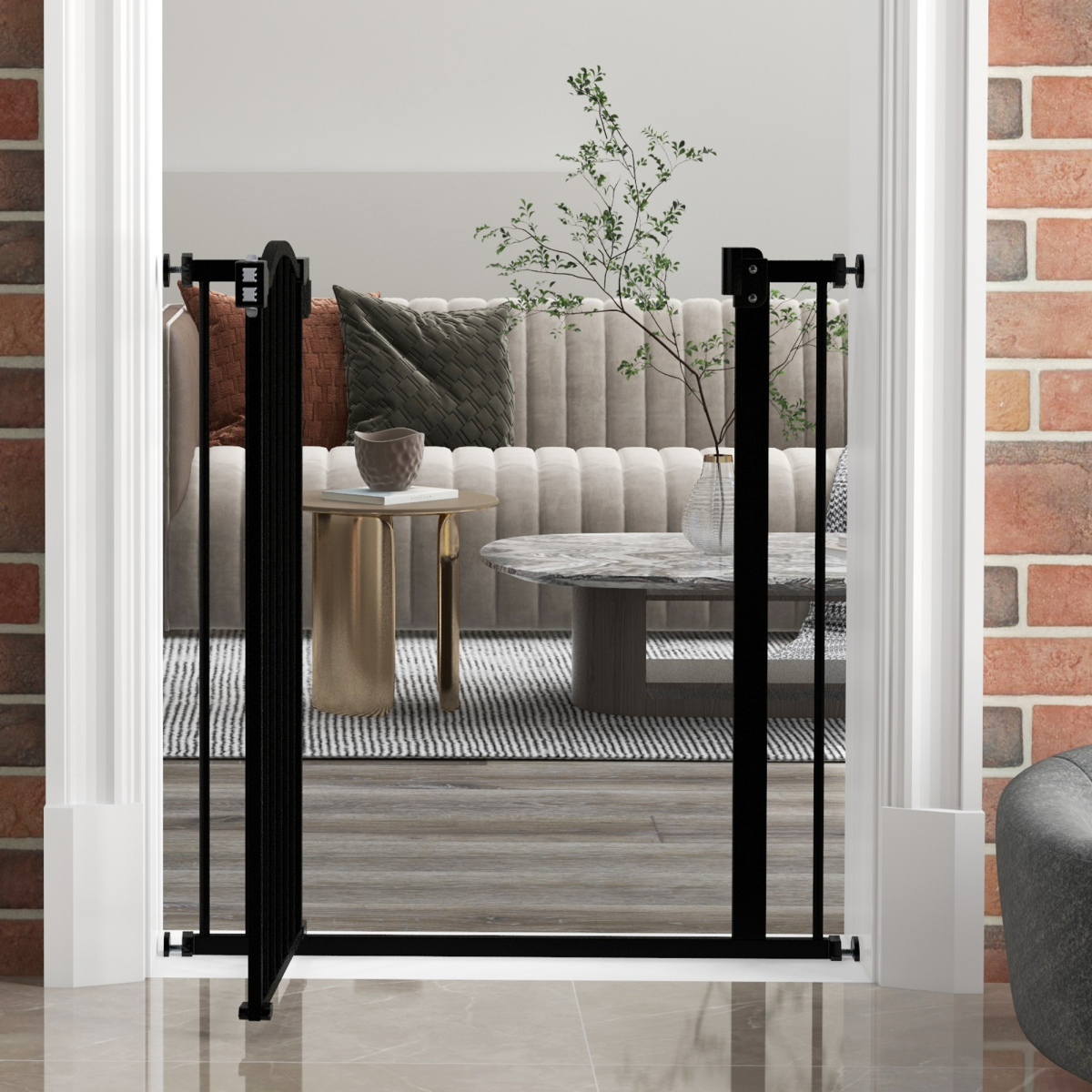 Adjustable Metal Pet Gate, 74-80cm - Black