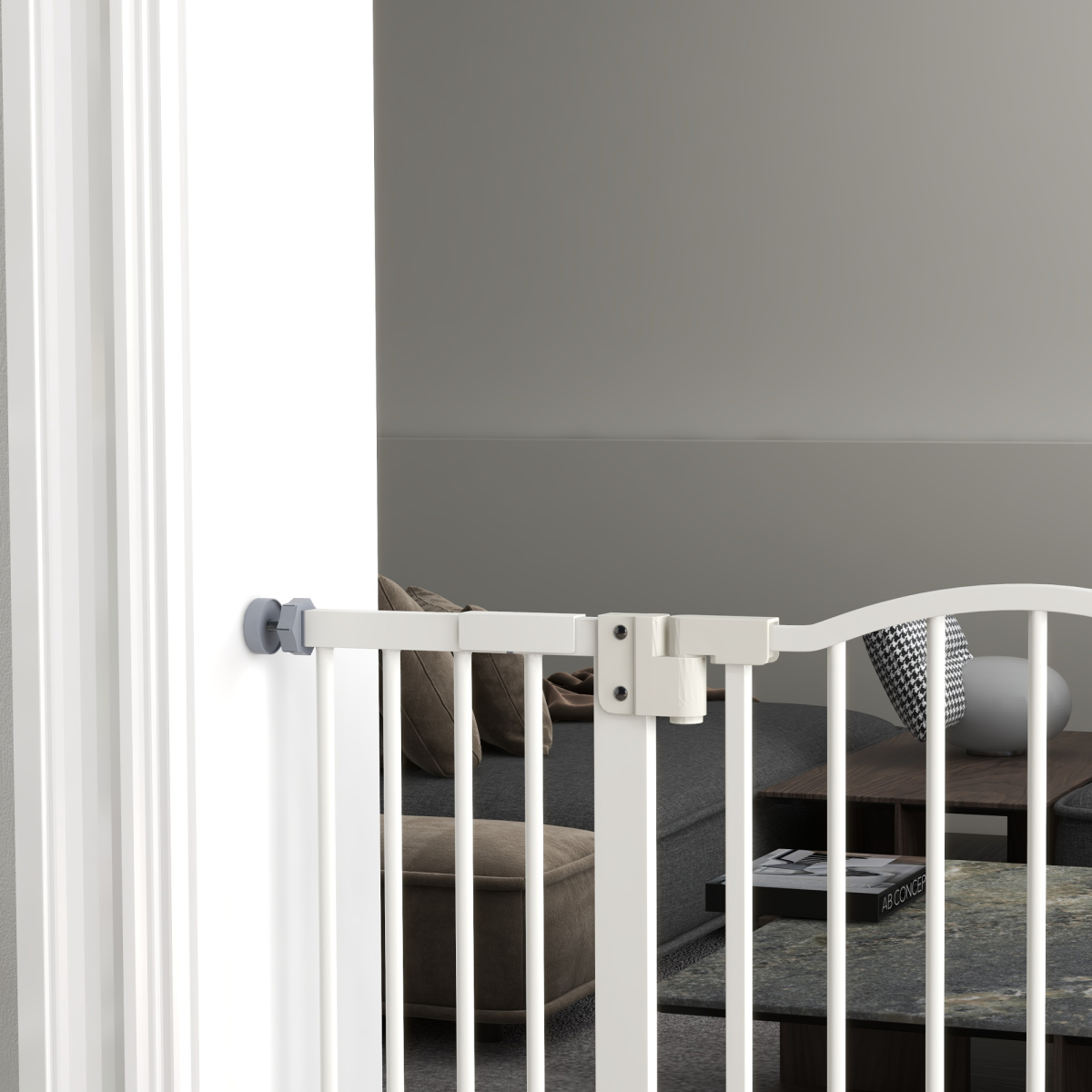 Adjustable Metal Pet Gate, 74-100cm - White
