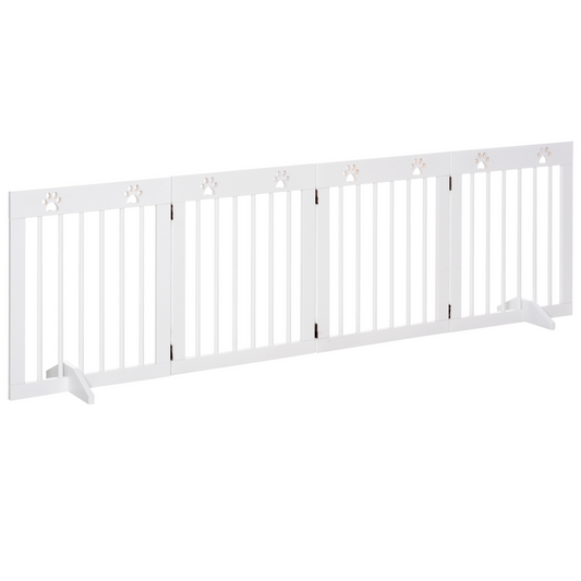 Foldable Wooden Pet Gate, 4-Panel - Wide