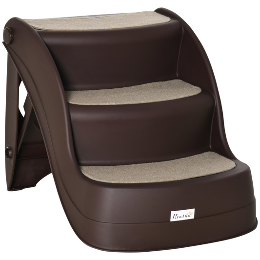 3-Step Non-Slip Pet Stairs - Brown
